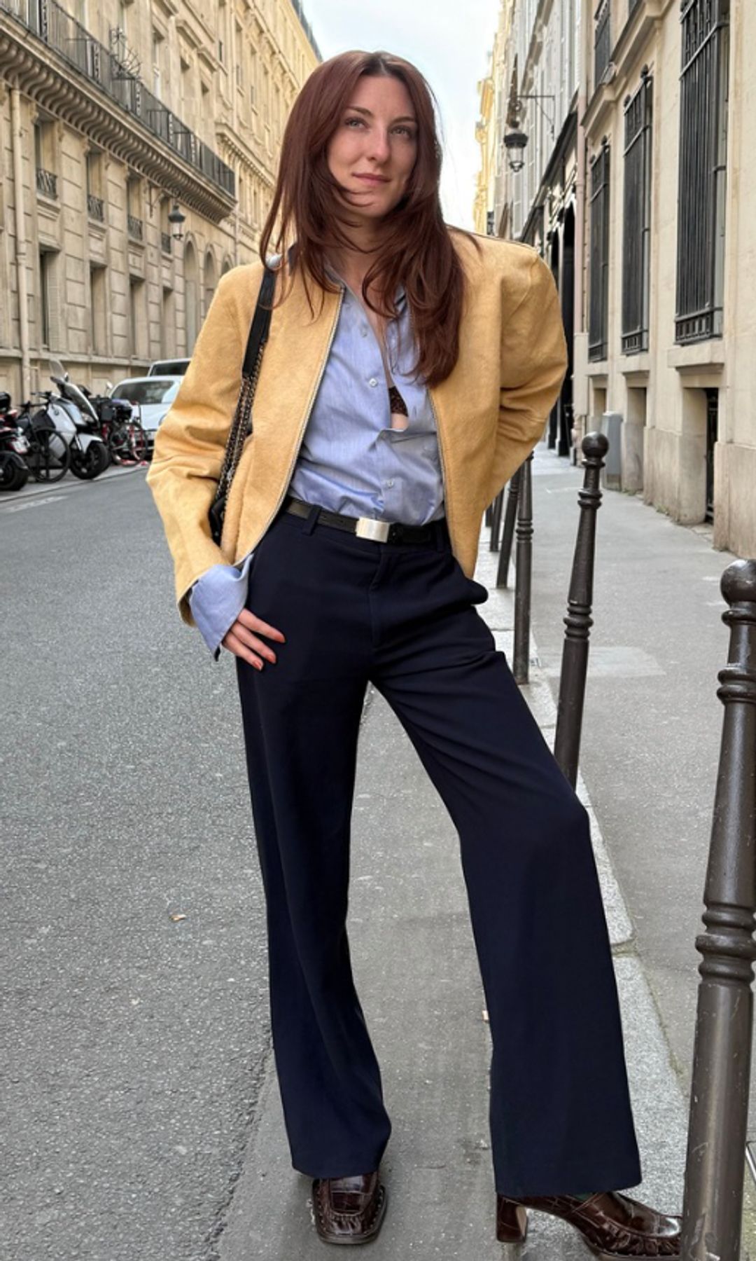 verona farrell in tan toned jacket