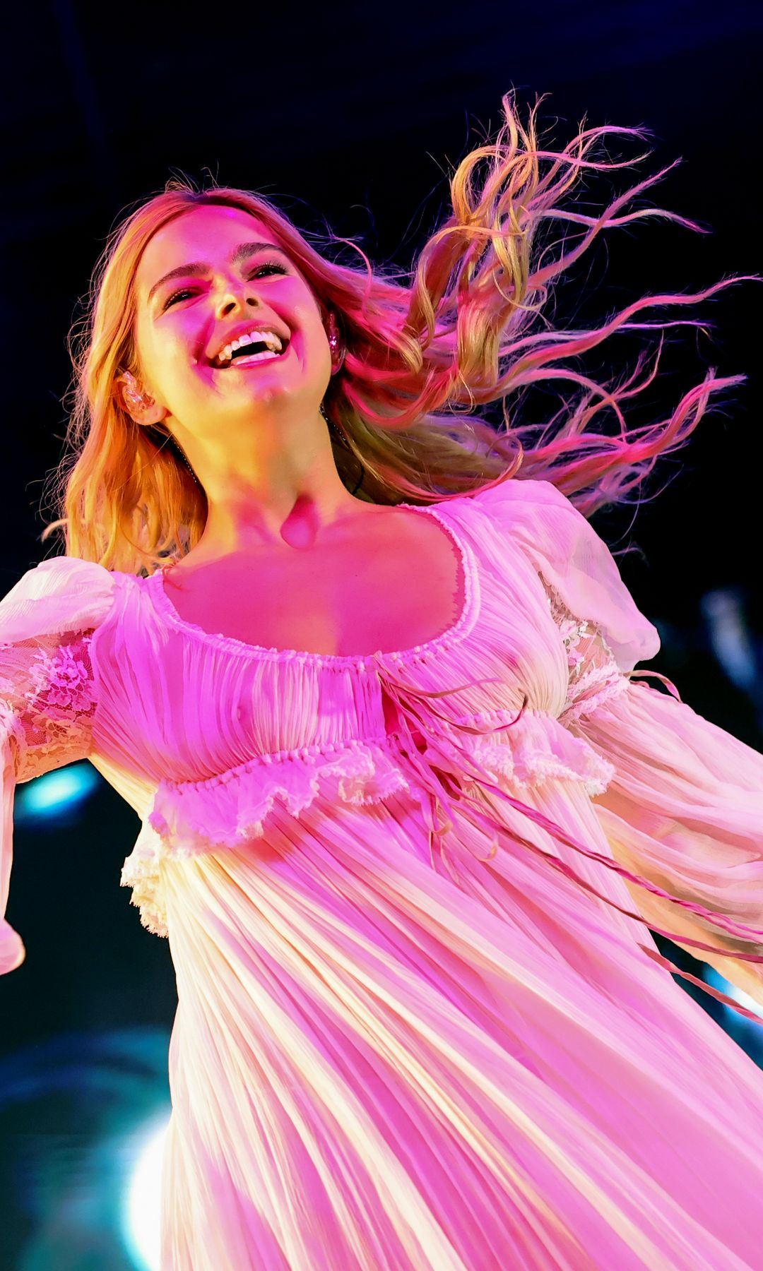 Addison Rae performs with Arca at the Gobi Tent during the 2025 Coachella Valley Music and Arts Festival at Empire Polo Club on April 13, 2025 in Indio, California