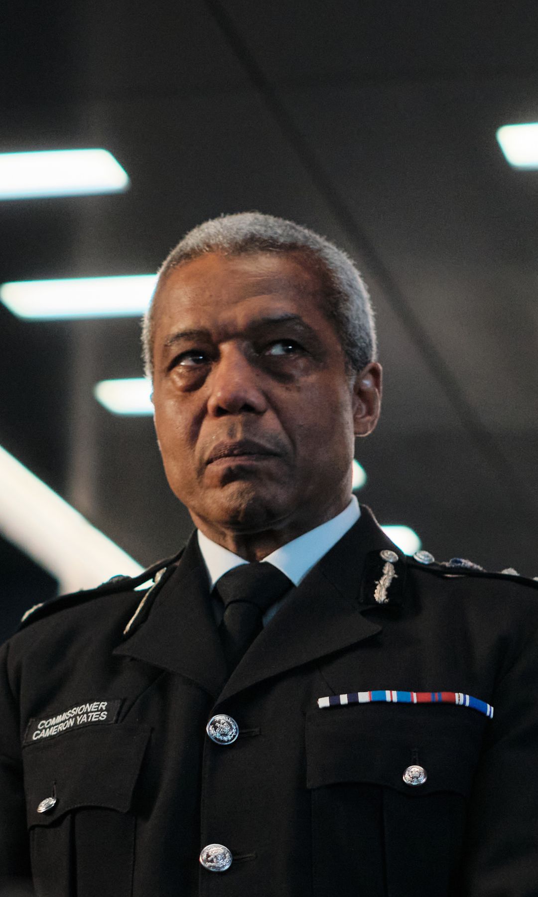 Hugh Quarshie in a still image from The Capture