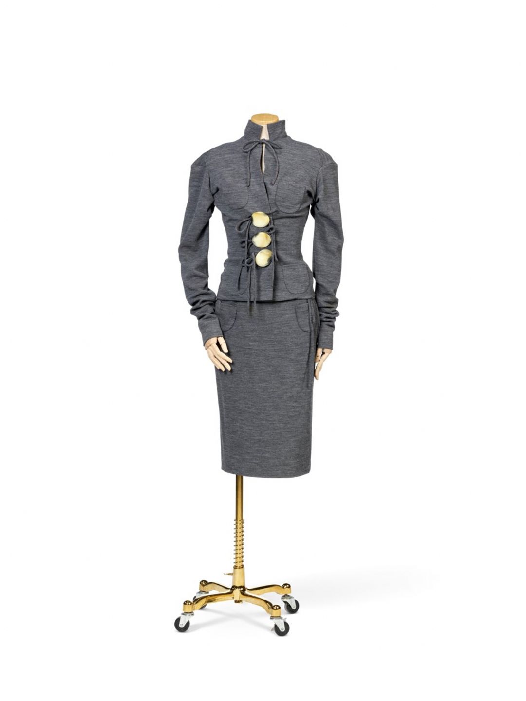 This two-piece suit from Vivienne Westwood's archive is one of the many outfits up for auction that was once owned by the late designer