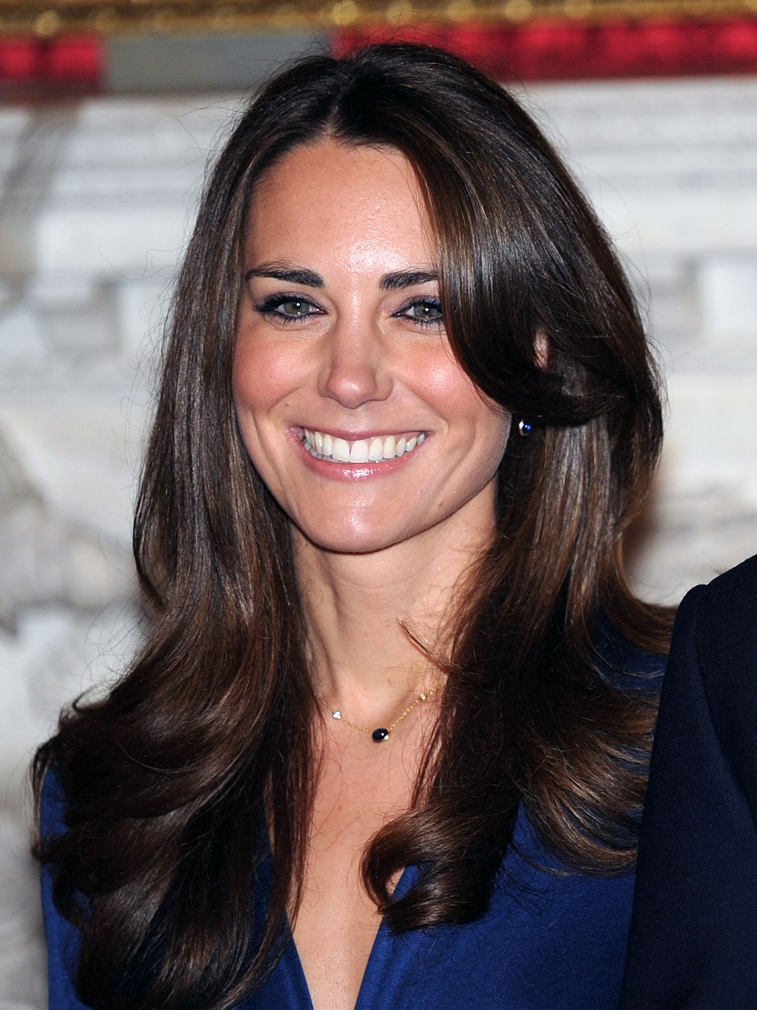 kate with glossy hair after announcing engagement 