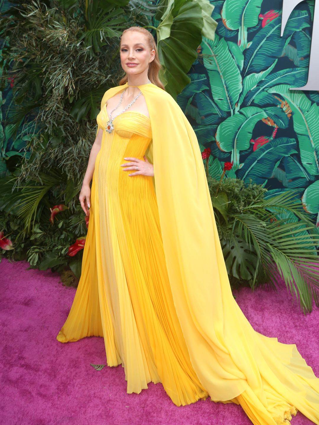 Jessica Chastain wearing a flowy yellow gown 