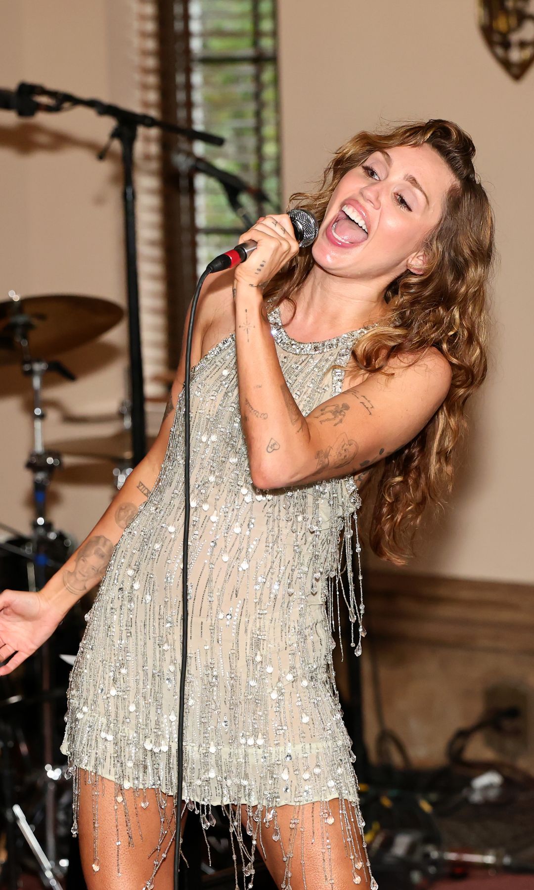 Miley Cyrus performs onstage during TikTok Presents Something Beautiful Album Release Event With Miley Cyrus at Chateau Marmont on May 27, 2025 in Los Angeles, California