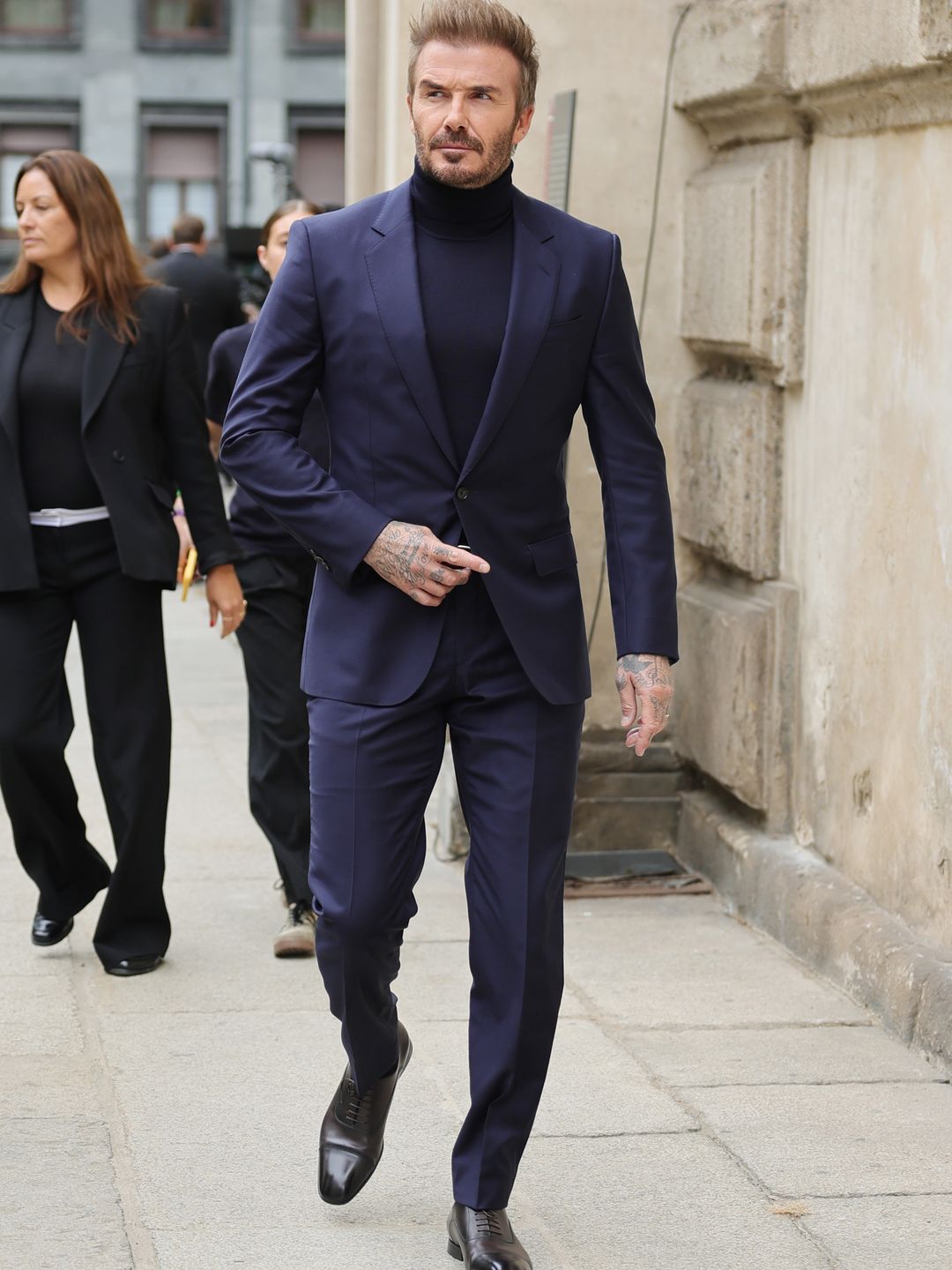 David Beckham attended the Boss fashion show