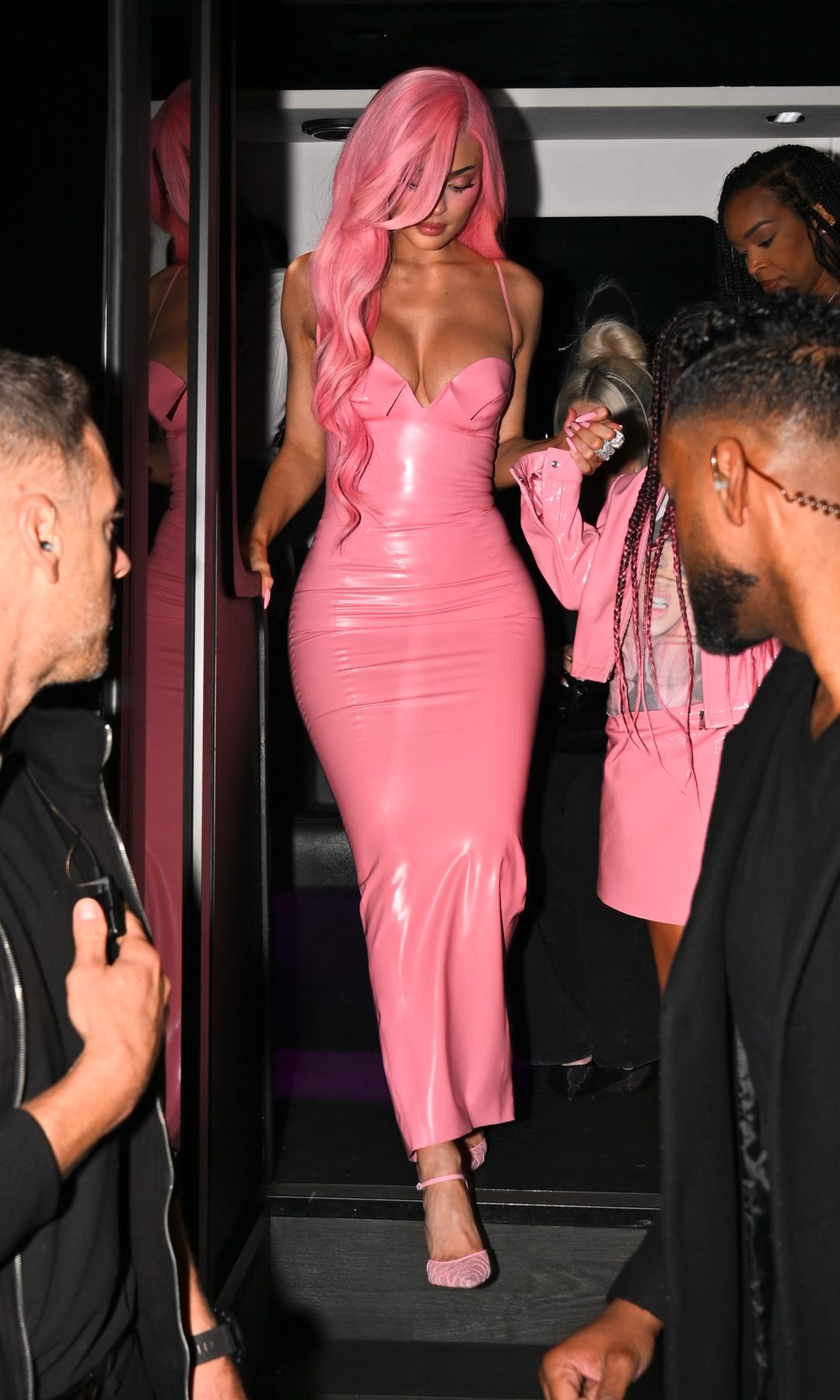 Kylie Jenner is seen arriving to Kylie Cosmetics pop-up event on October 17, 2025 in Los Angeles, California