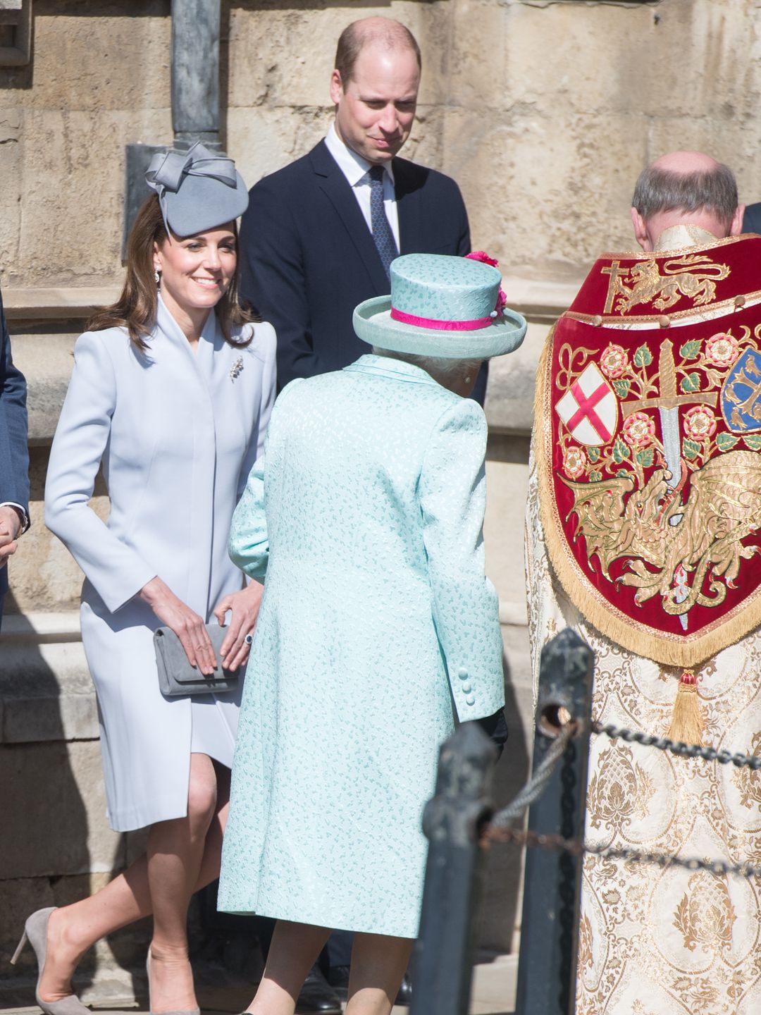 Kate Middleton curtseying to the late Queen