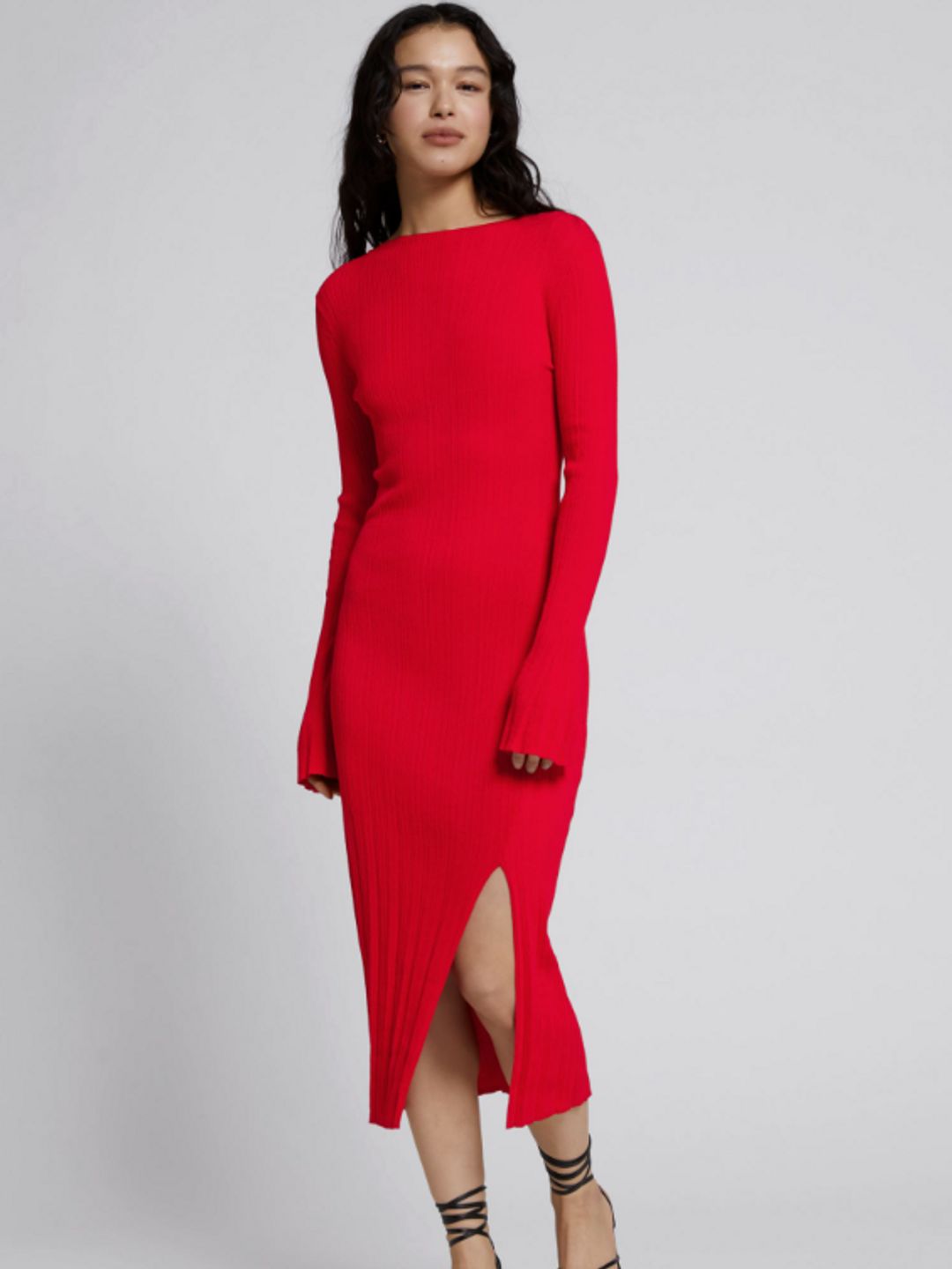 red and other stories midi dress