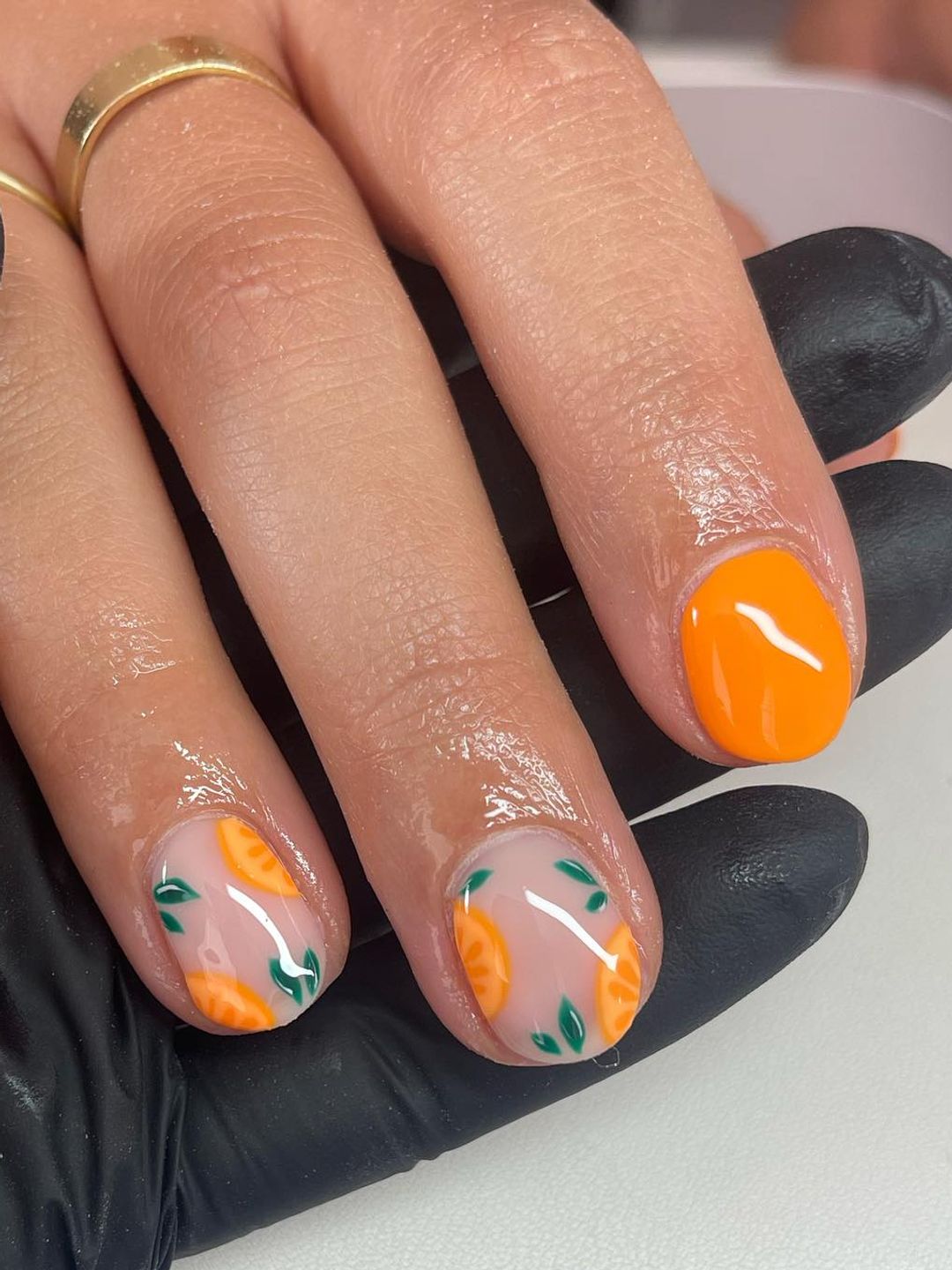 Orange nail art 