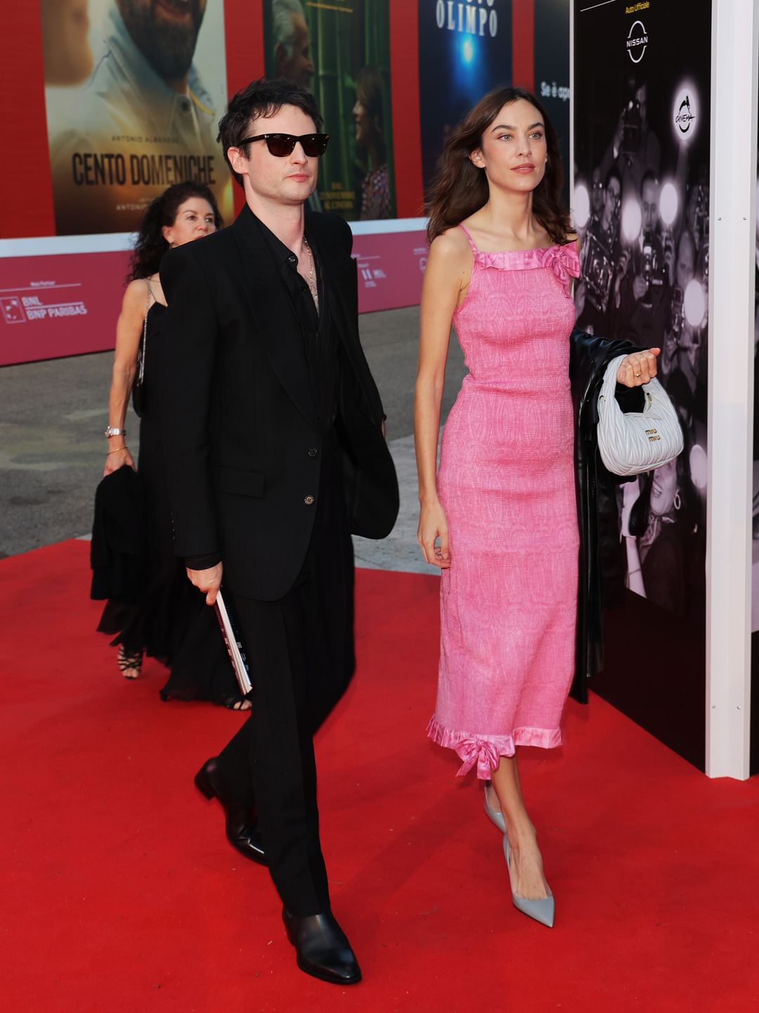 ROME, ITALY - OCTOBER 19: Tom Sturridge and Alexa Chung  attend a red carpet for the movie "Widow Clicquot" during the 18th Rome Film Festival at Auditorium Parco Della Musica on October 19, 2023 in Rome, Italy. (Photo by Ernesto Ruscio/Getty Images)