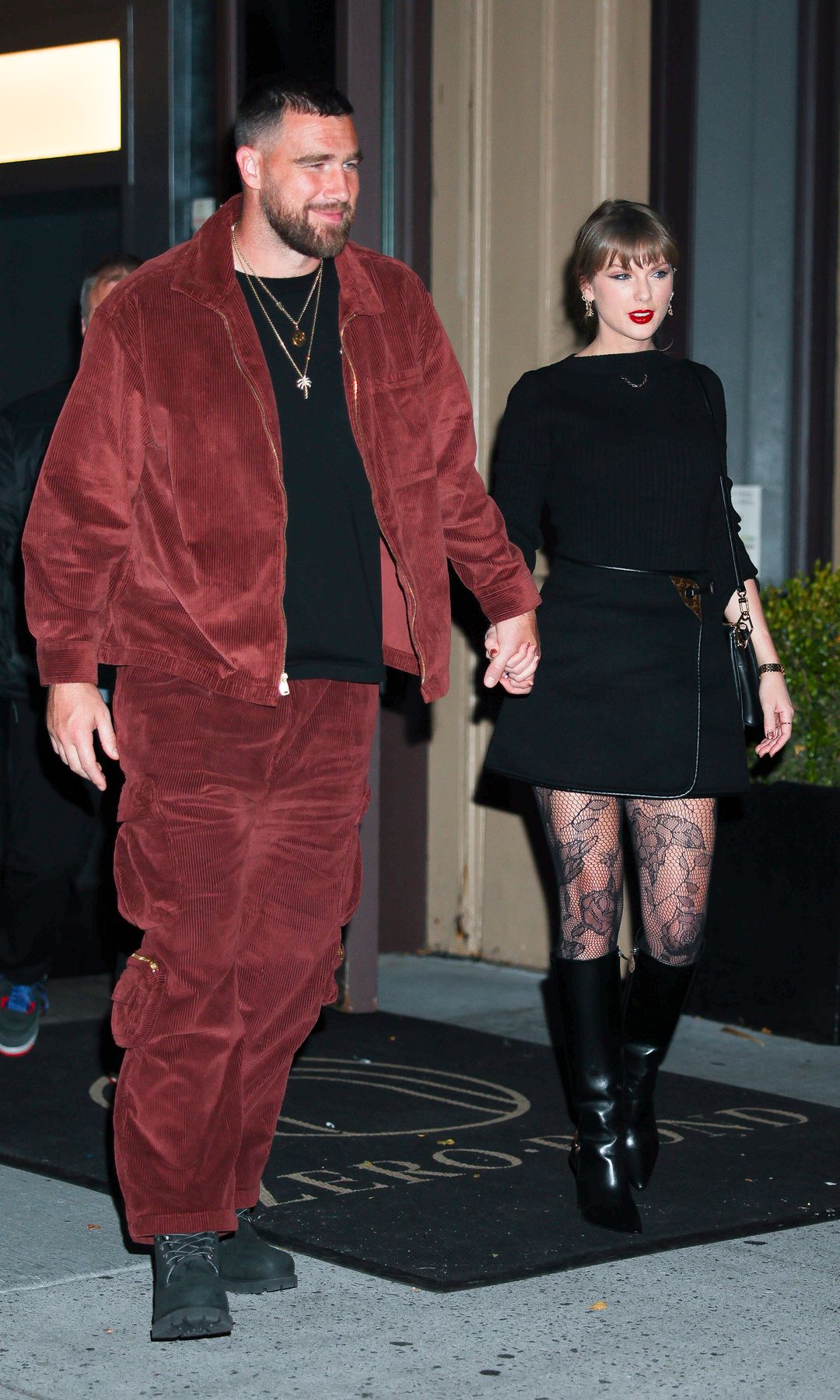 Taylor Swift and Travis Kelce seen in NoHo on November 06, 2025 in New York City