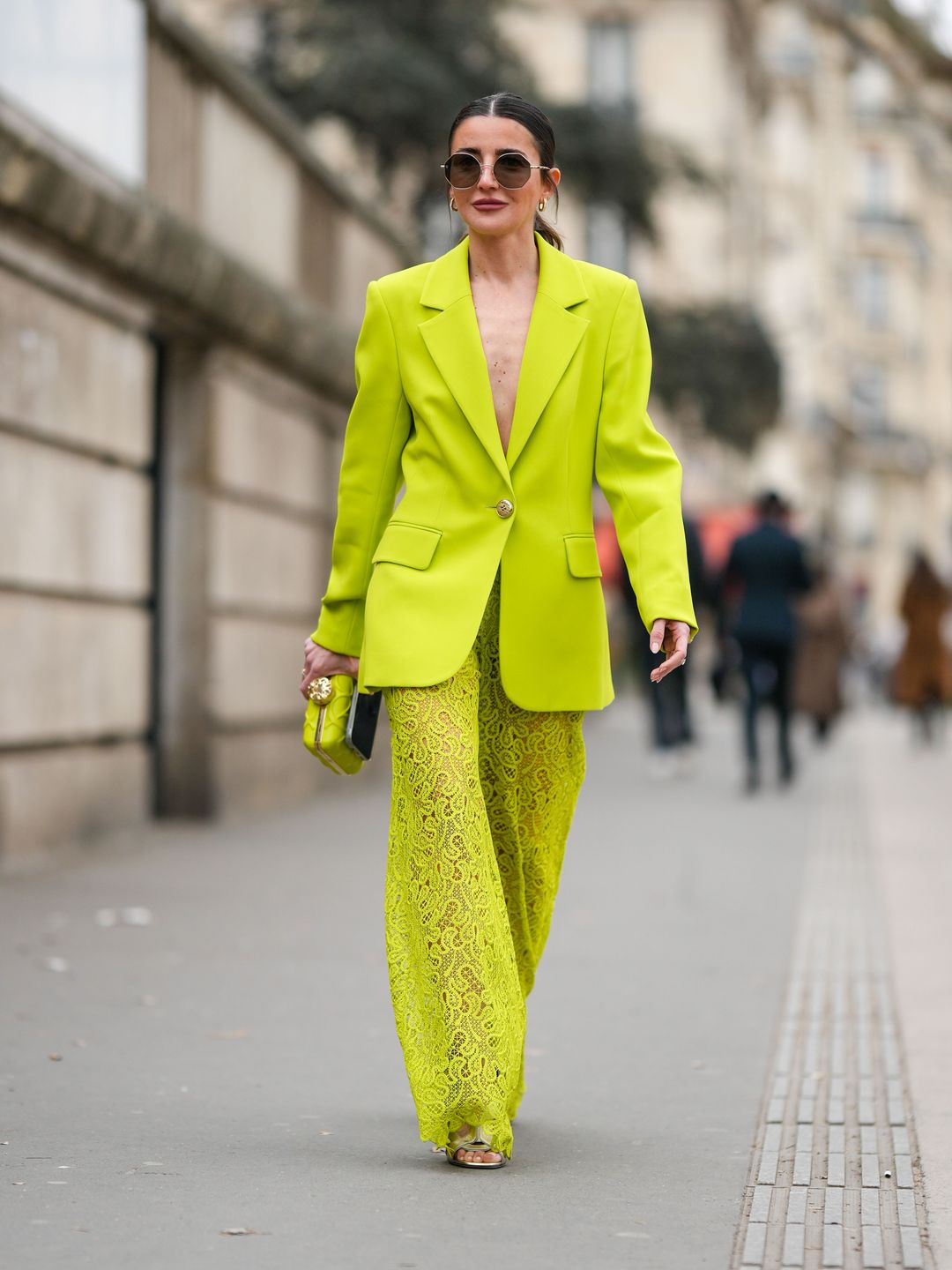Alexandra Pereira wearing lime green blazer