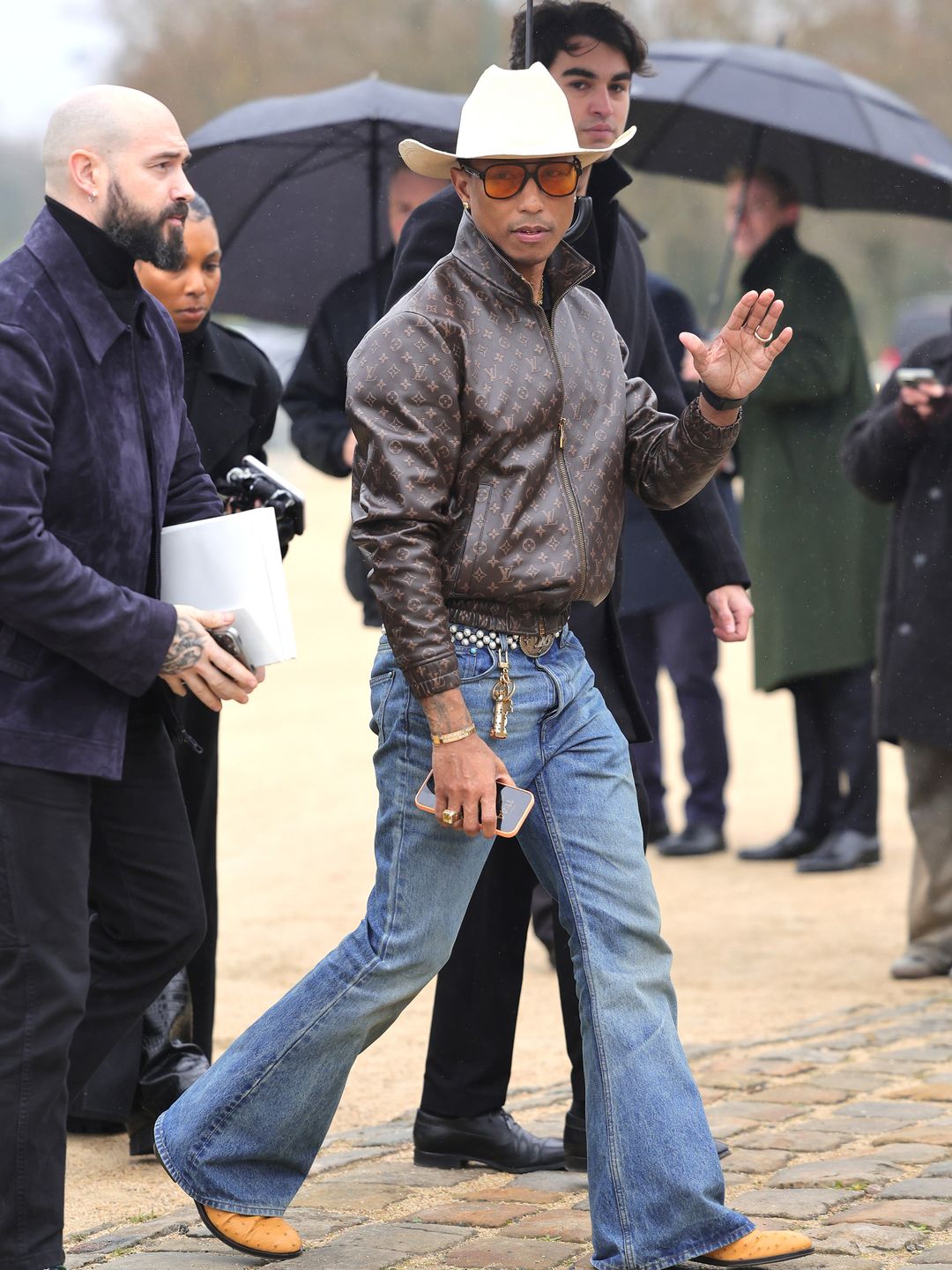 Pharrell Williams attends the Loewe Womenswear Fall/Winter 2024-2025 show as part of Paris Fashion Week 