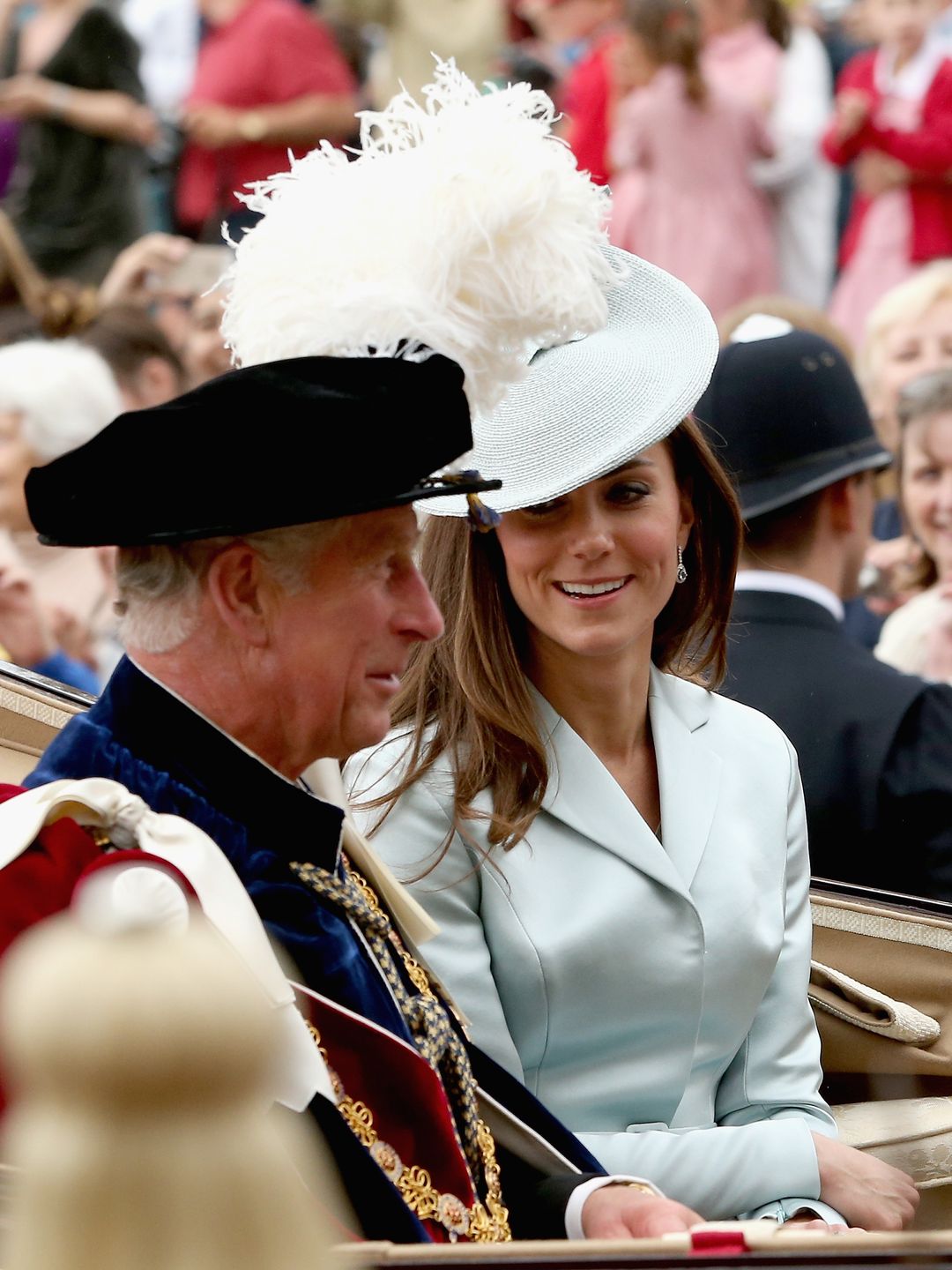 Kate Middleton and King Charles share a carriage on Garter Day 2014