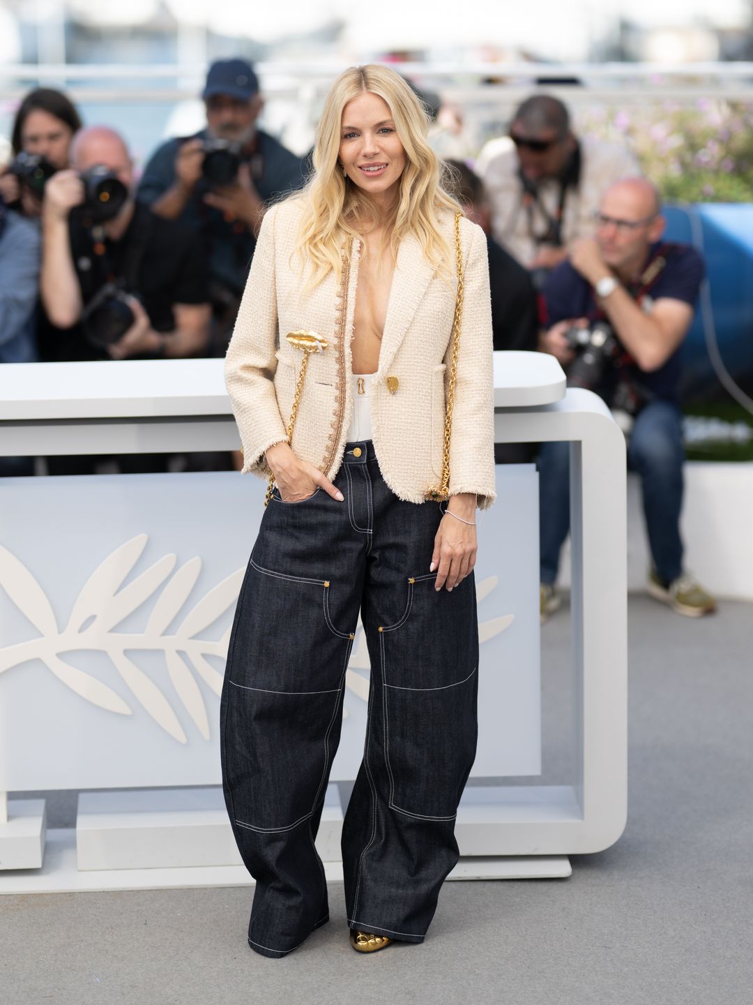 Sienna Miller in baggy jeans at Cannes 