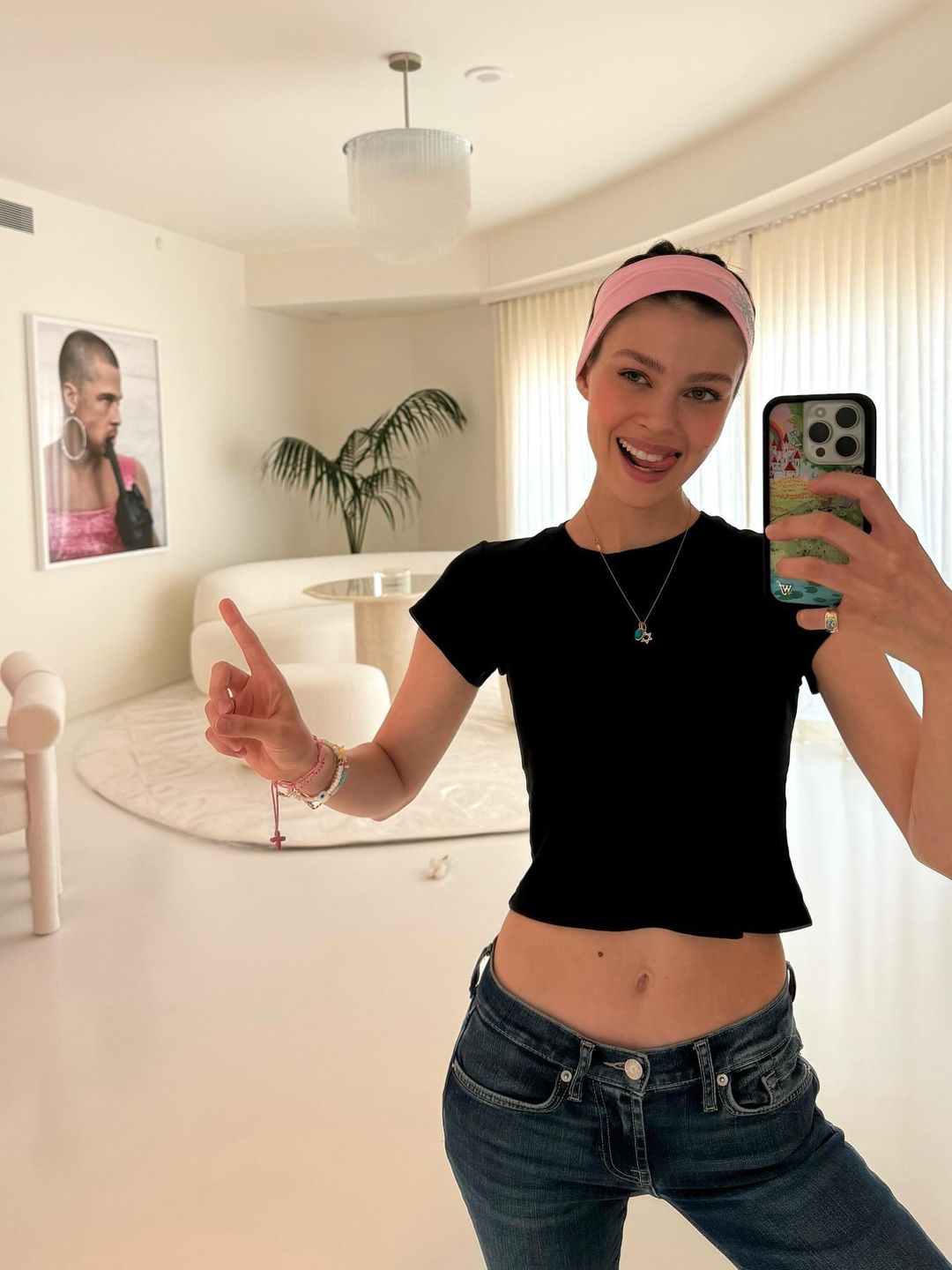 Nicola Peltz Beckham poses for a mirror selfie at her house