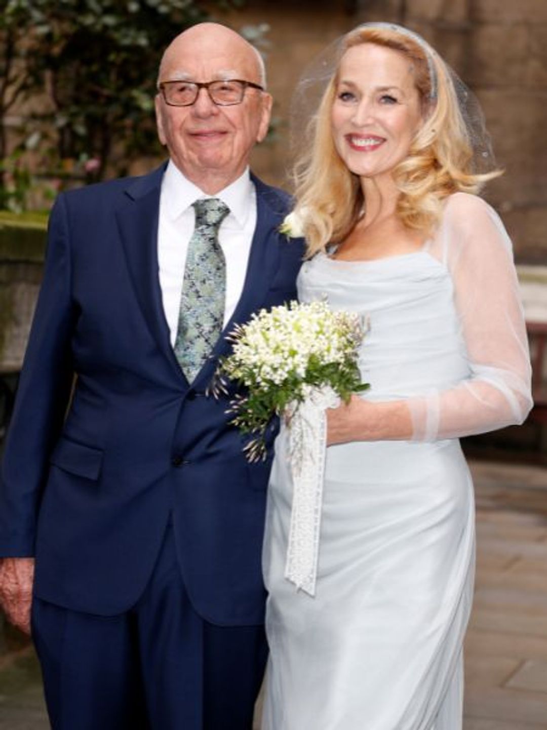 Rupert Murdoch with his wife Jerry Hall on their wedding day