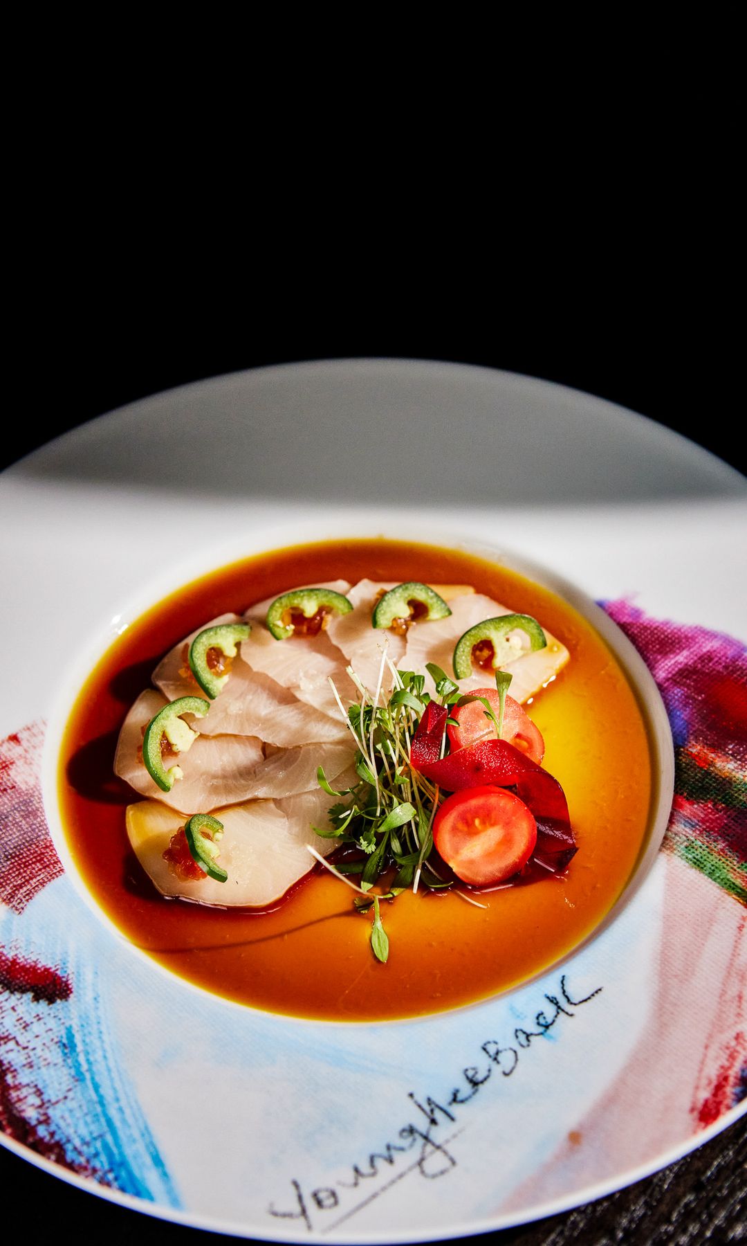 Raw fish plate designed by Akira's mother
