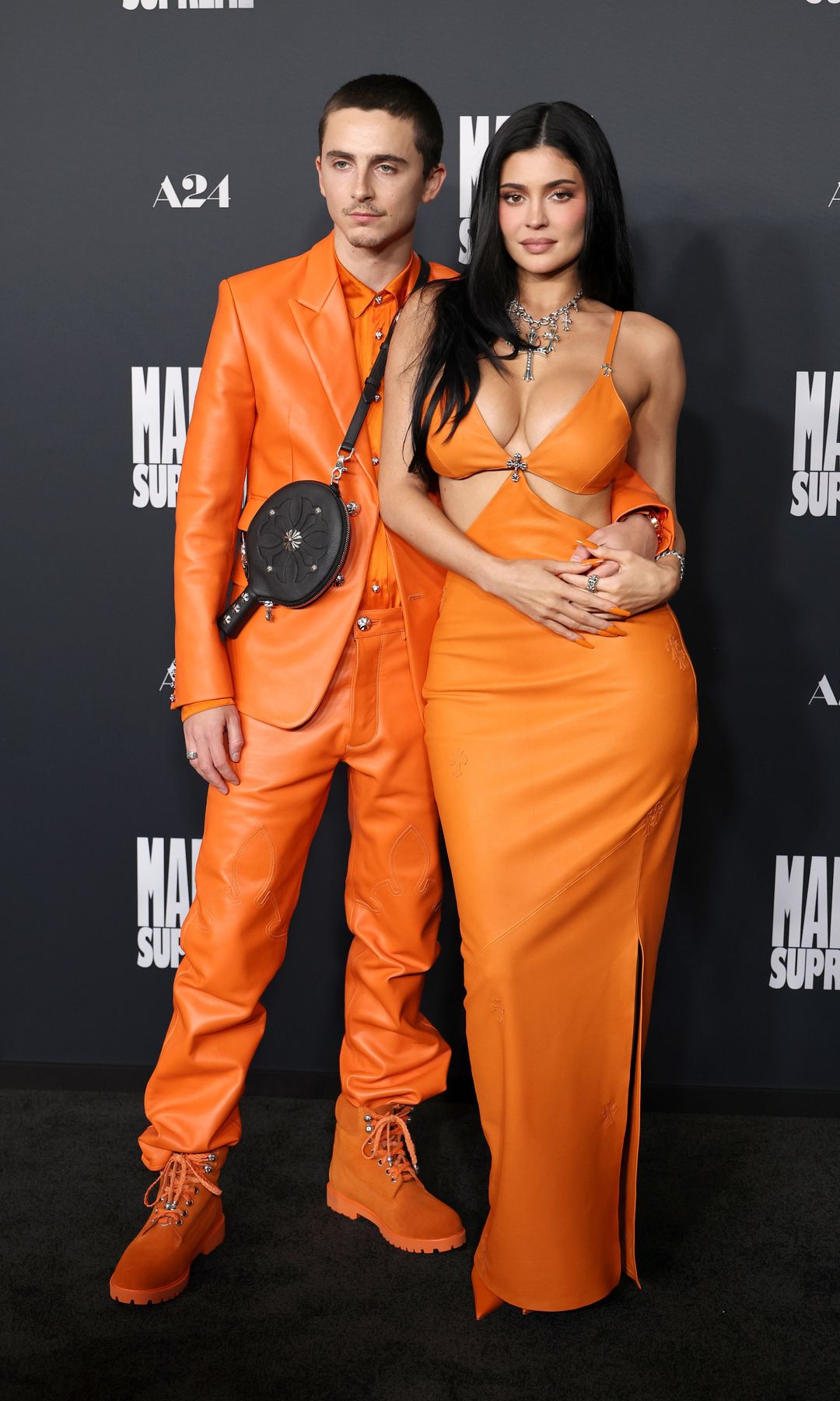 Timothee Chalamet and Kylie Jenner attend the Los Angeles premiere of A24's "Marty Supreme" at Samuel Goldwyn Theater on December 08, 2025 in Beverly Hills,