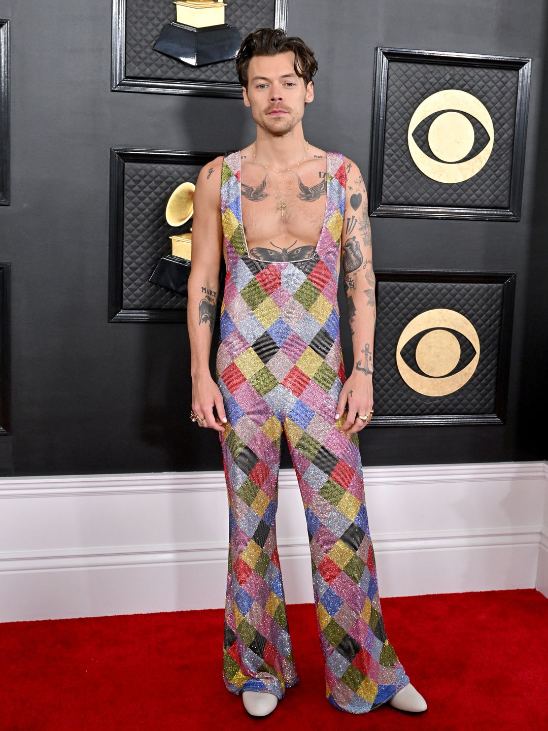 Harry Styles wears a crystal jumpsuit to the 2023 Grammy Awards 