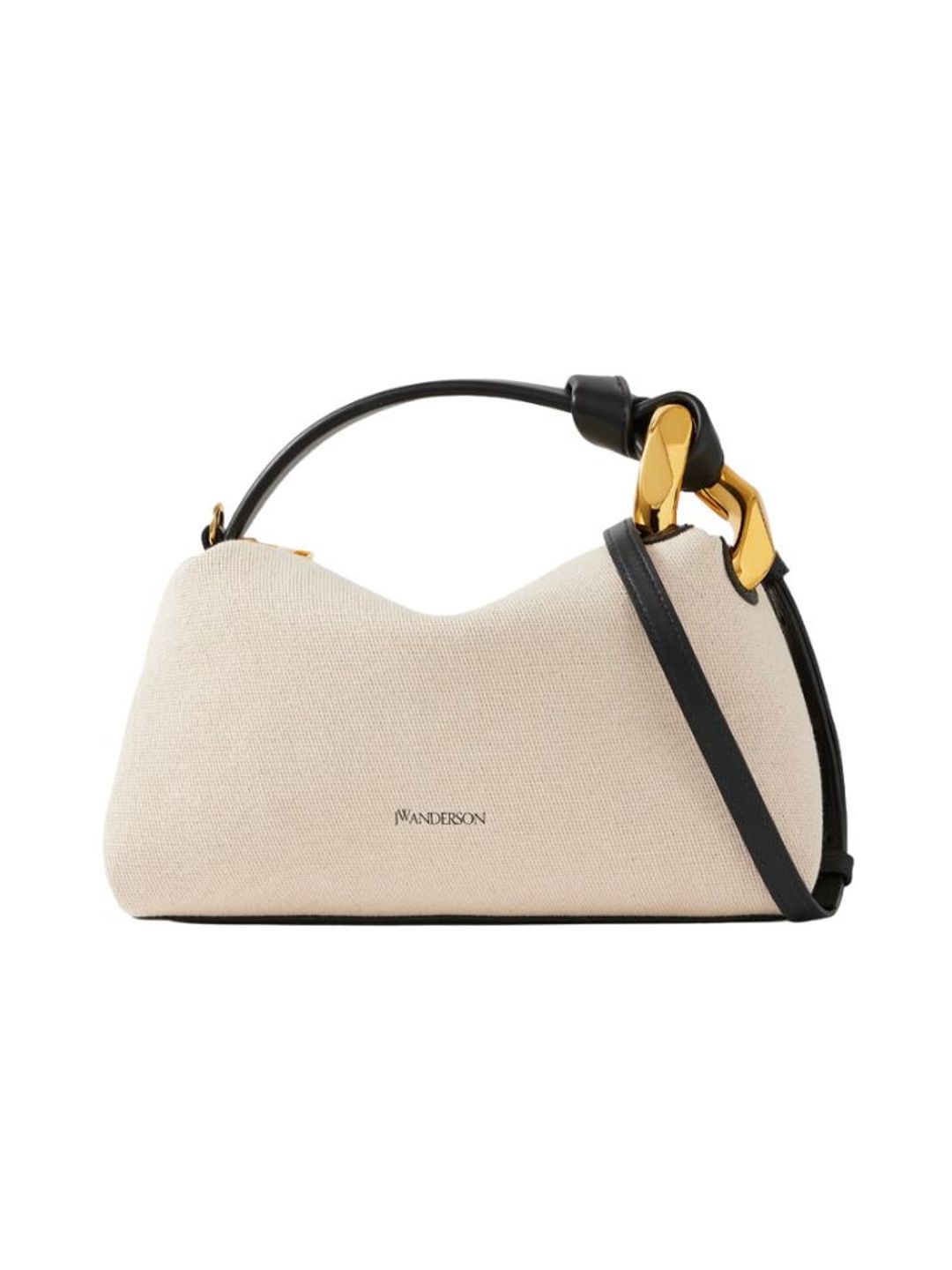 Cream bag with black strap and gold hardware 