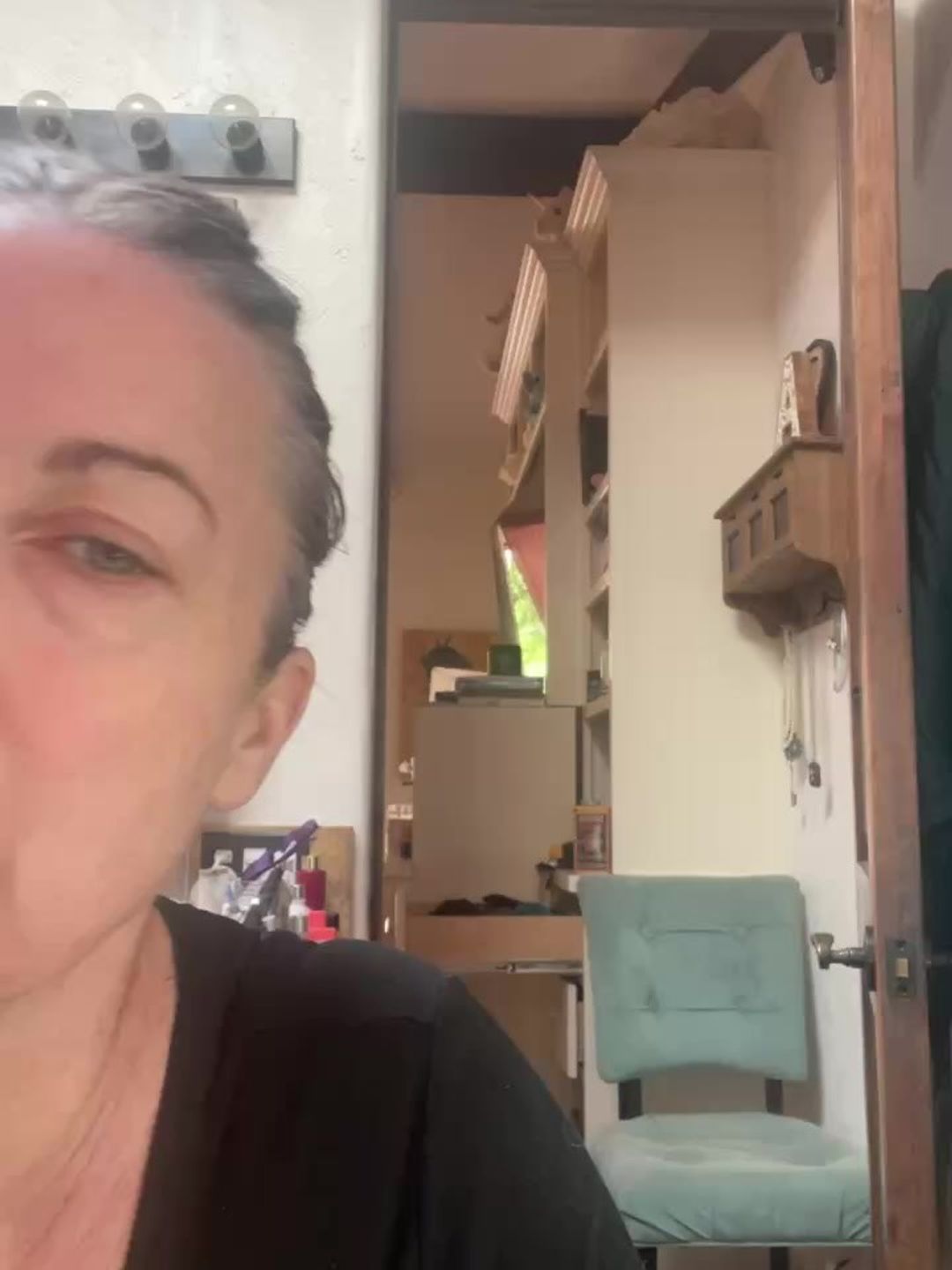 Arlene Silver in the middle of an Instagram Live in her home shared with husband Dick Van Dyke