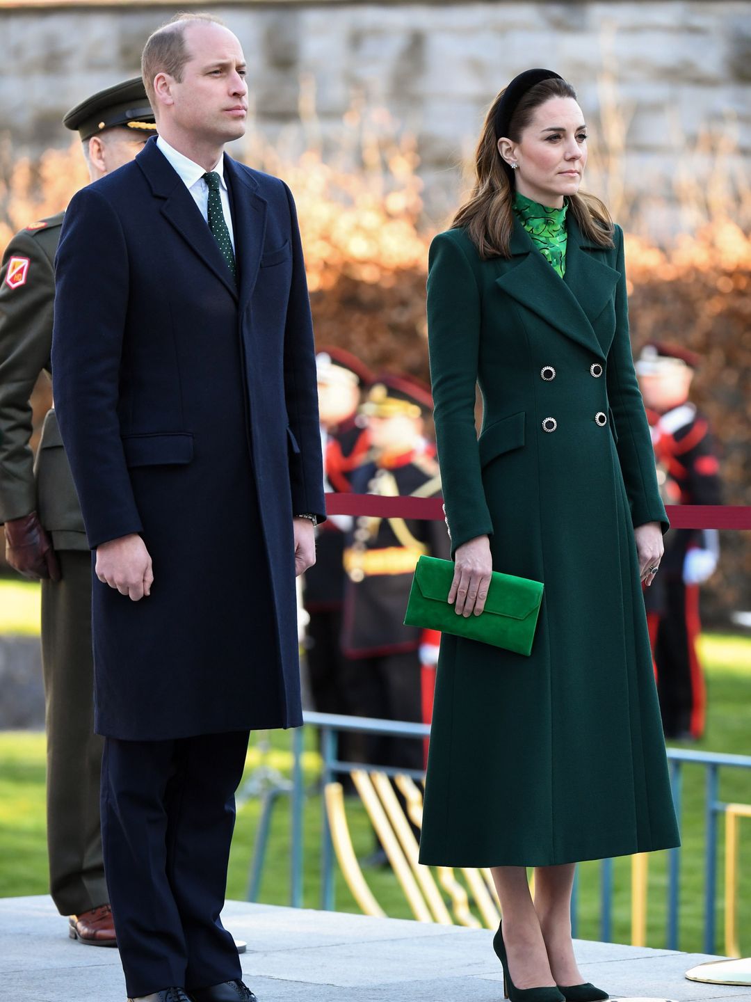 Princess Kate attended a commemorative wreath laying ceremony on March 3, 2020 wearing a green Catherine Walker coat which she later upcycled