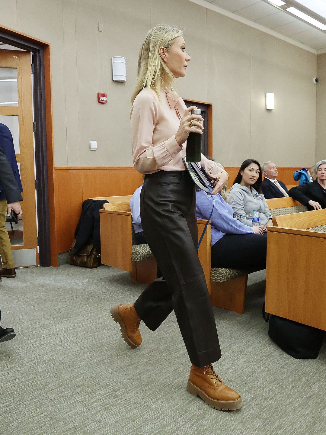 PARK CITY, UTAH - MARCH 28:  Actress Gwyneth Paltrow enters the court during her civil trial over a collision with another skier at the Park City District Courthouse on March 28, 2023, in Park City, Utah. Retired optometrist Terry Sanderson is suing Paltr