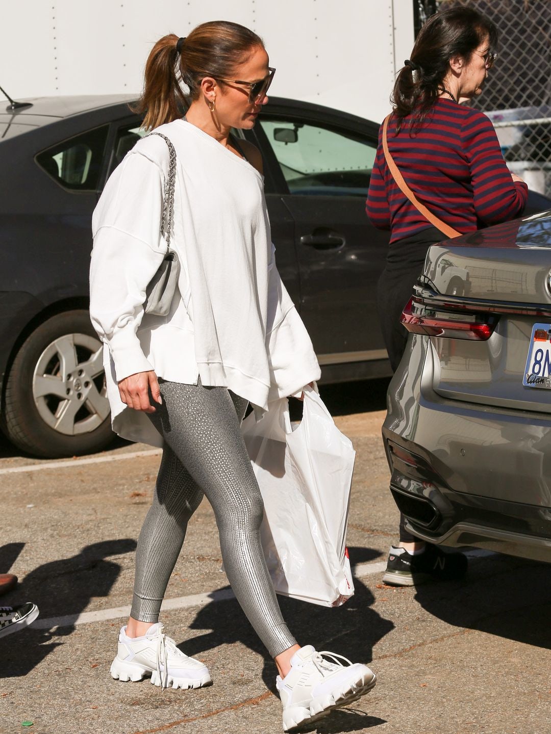 Jennifer Lopez wearing Prada's Cloudbust Thunder trainers 