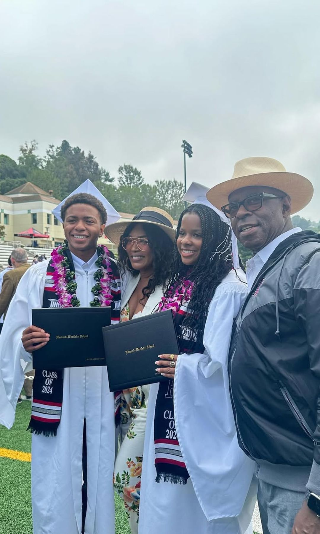 Slater and Bronwyn Vance graduate with their mom and dad Courtney B. Vance and Angela Bassett in attendance