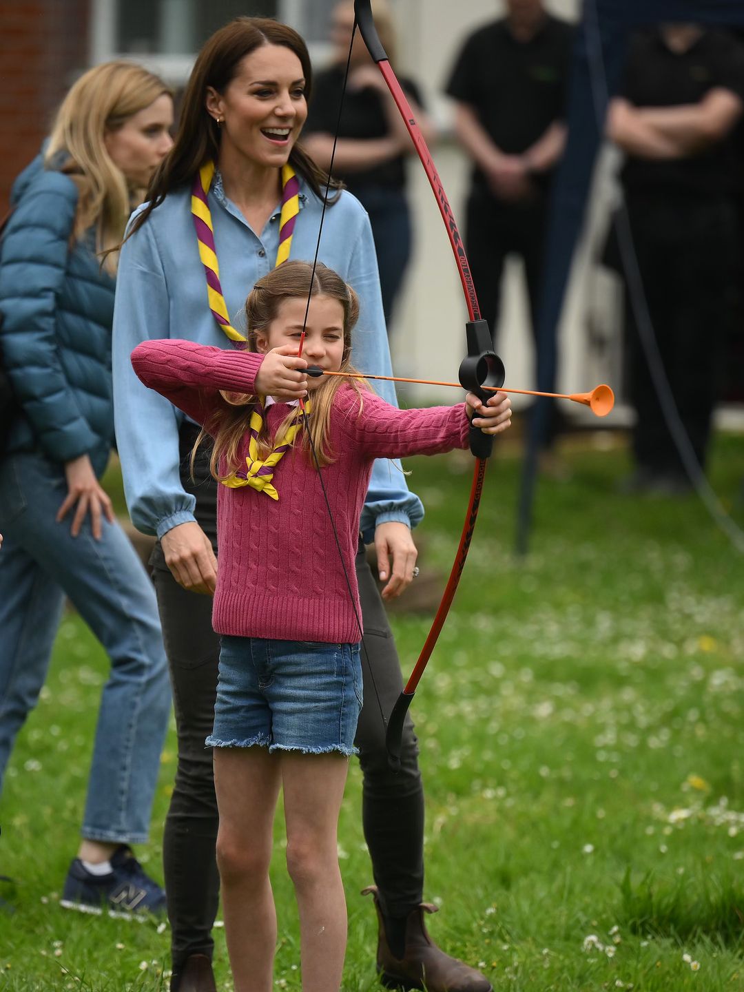 Princess Charlotte of Wales tries her hand at archery 