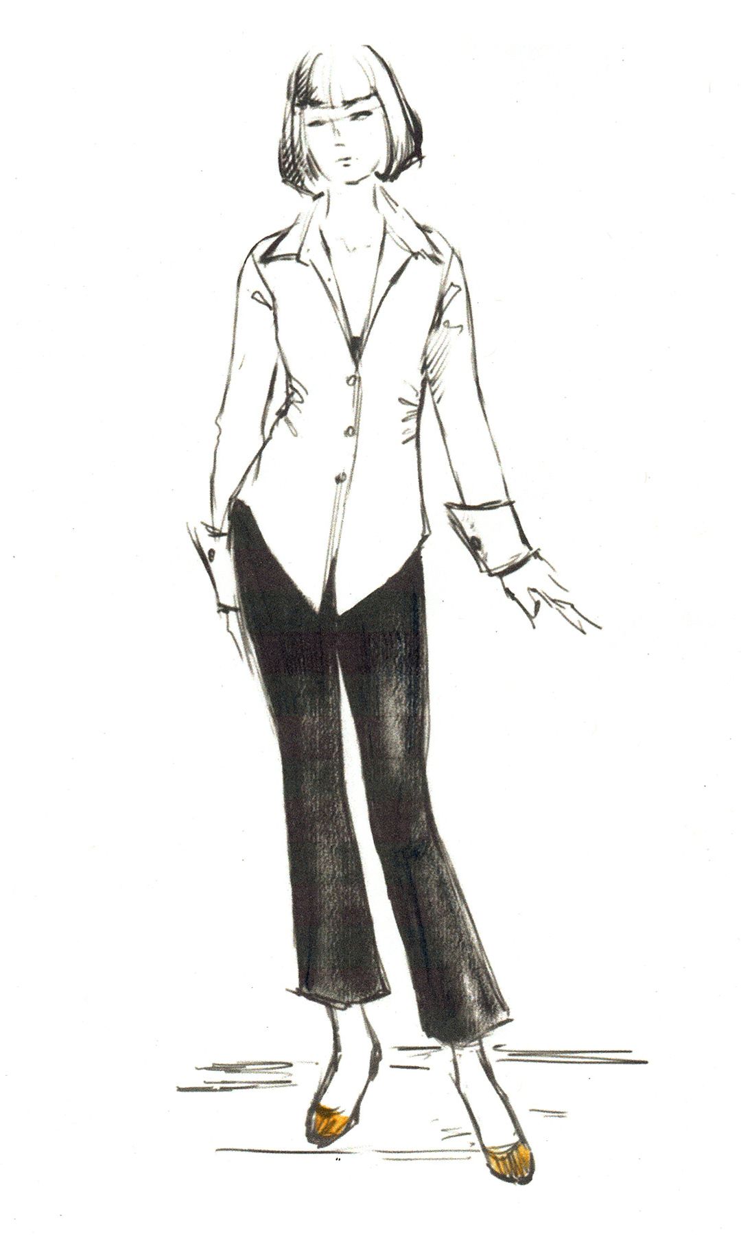 Betsy's costume sketch for Mia Wallace