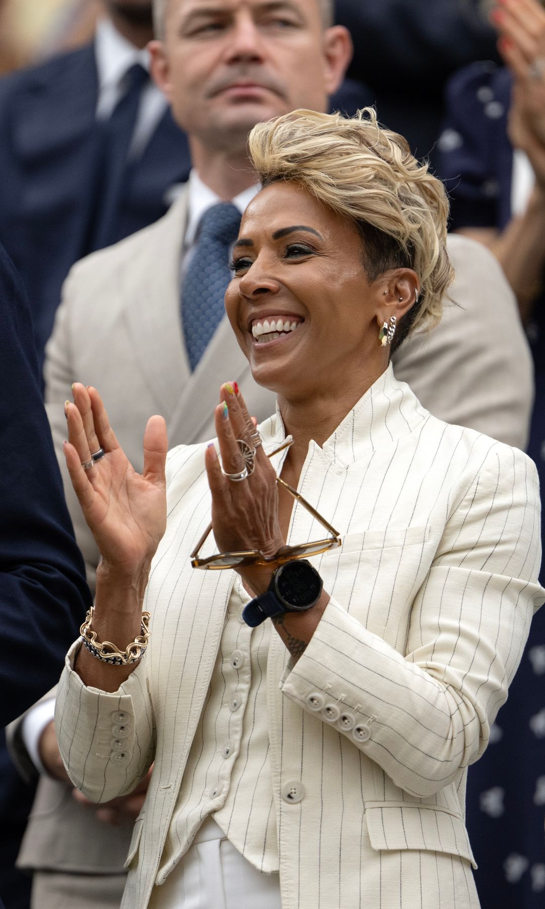 Kelly Holmes applauding in the royal box