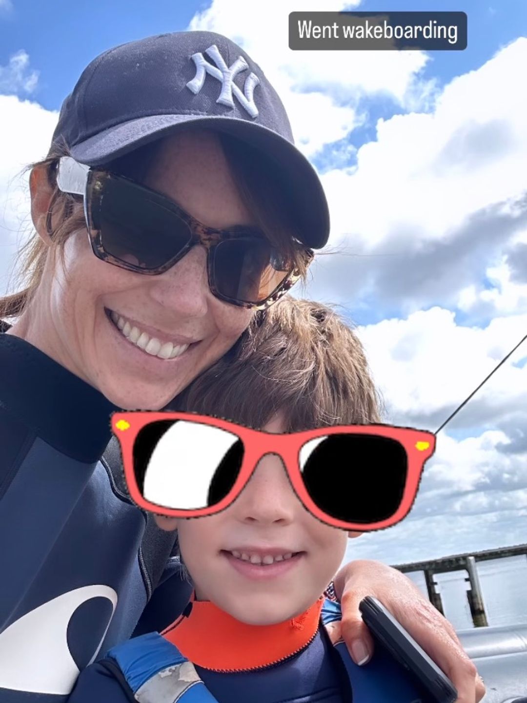 Alex Jones went wakeboarding with her son