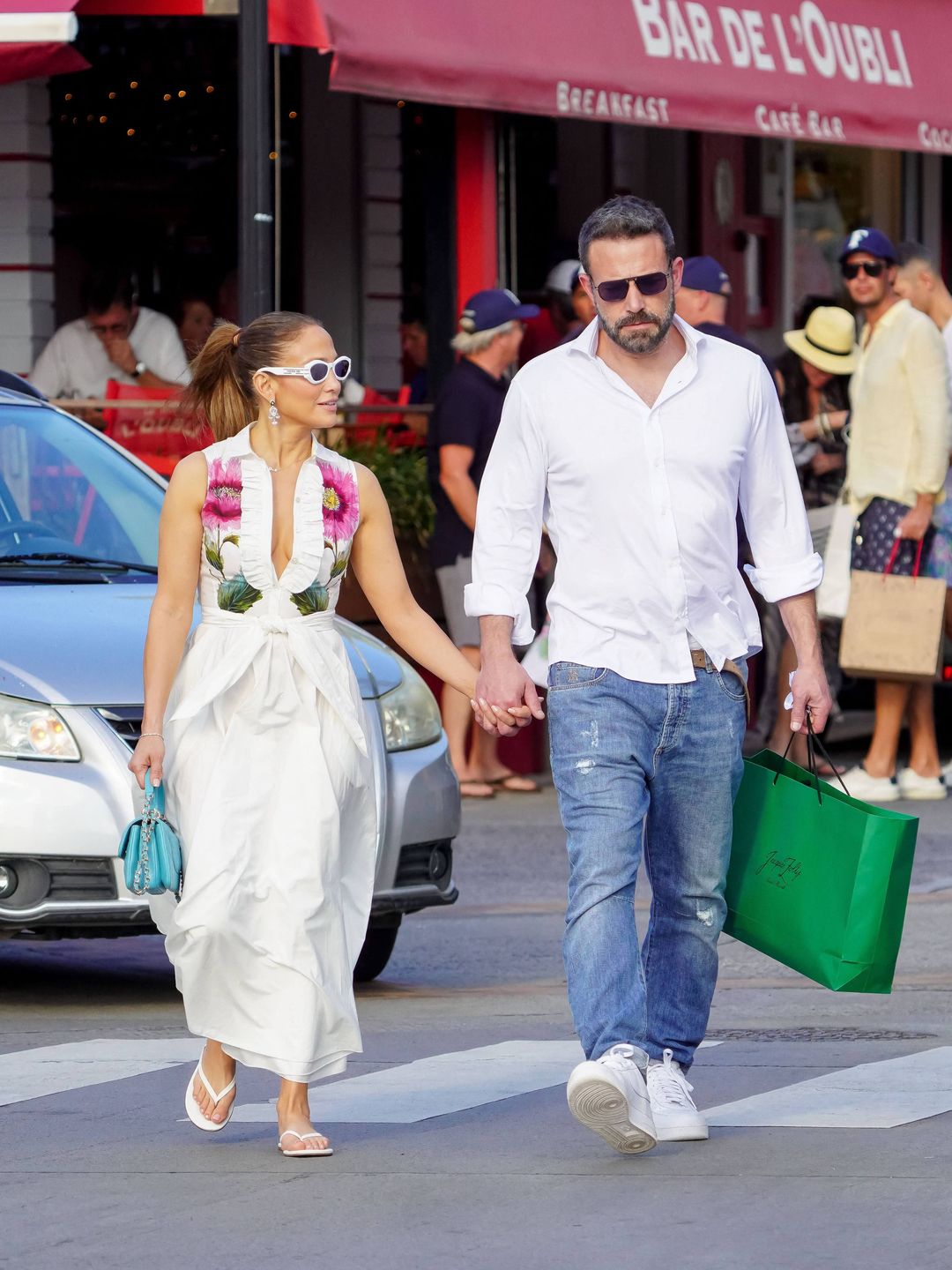 Jennifer Lopez and Ben Affleck do some shopping in St Barts' capital Gustavia on Friday afternoon