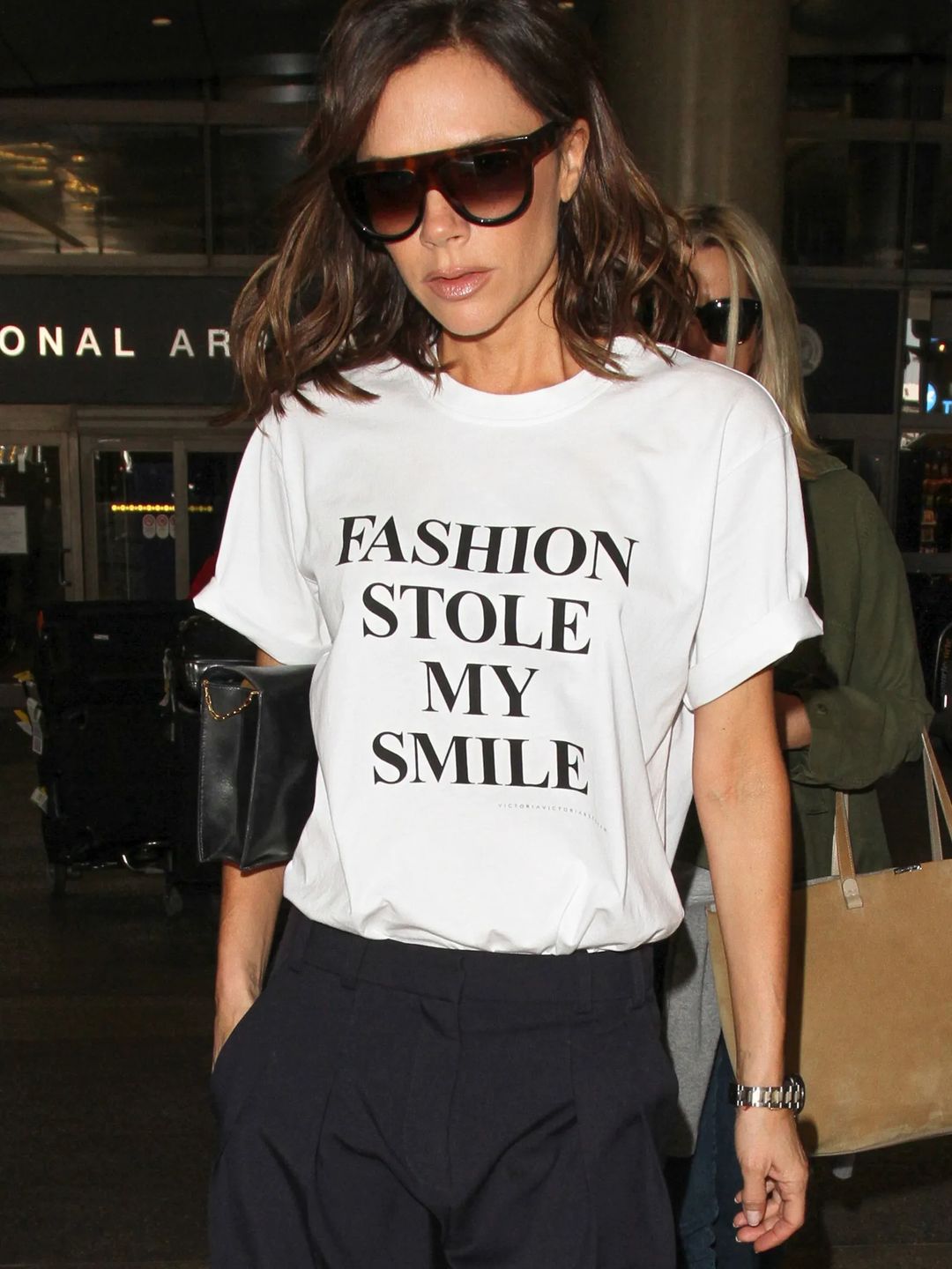 Victoria Beckham in a slogan tee