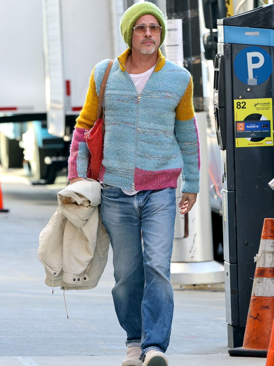 brad pitt in rainbow knit