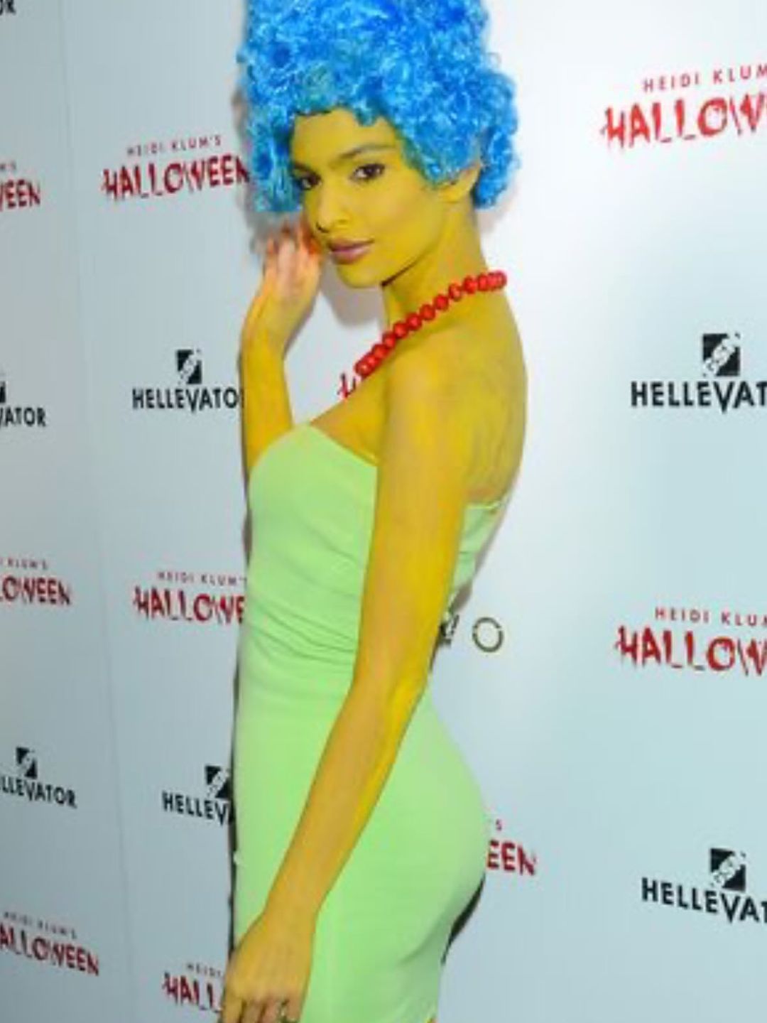 Emily Ratajkowski dressed as Marge Simpson for Halloween in 2015