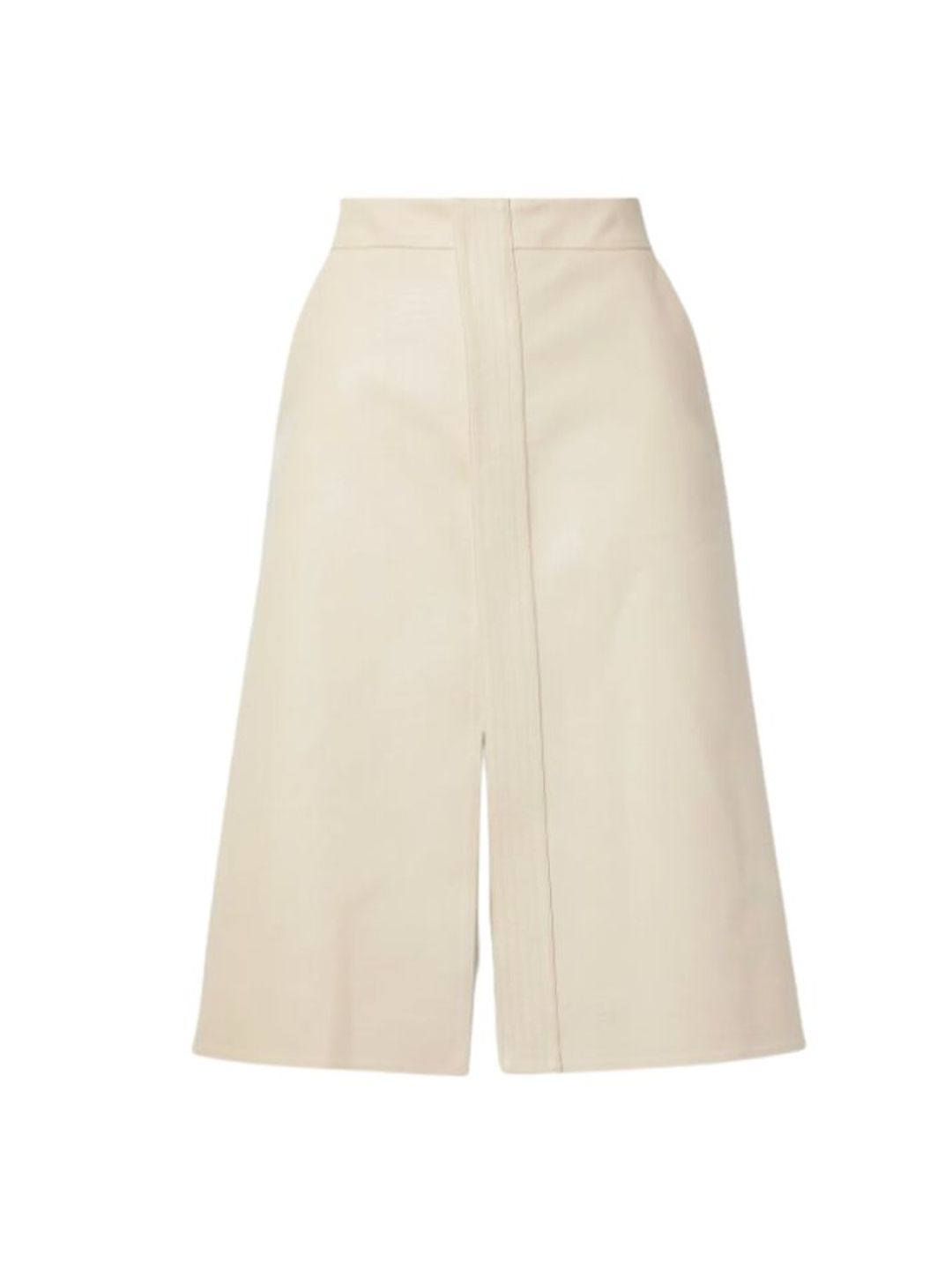 Cream leather midi skirt 