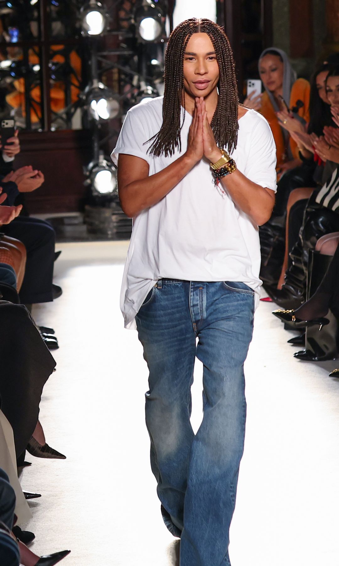 Olivier Rousteing walks the runway during the Balmain Womenswear Spring/Summer 2026 show 