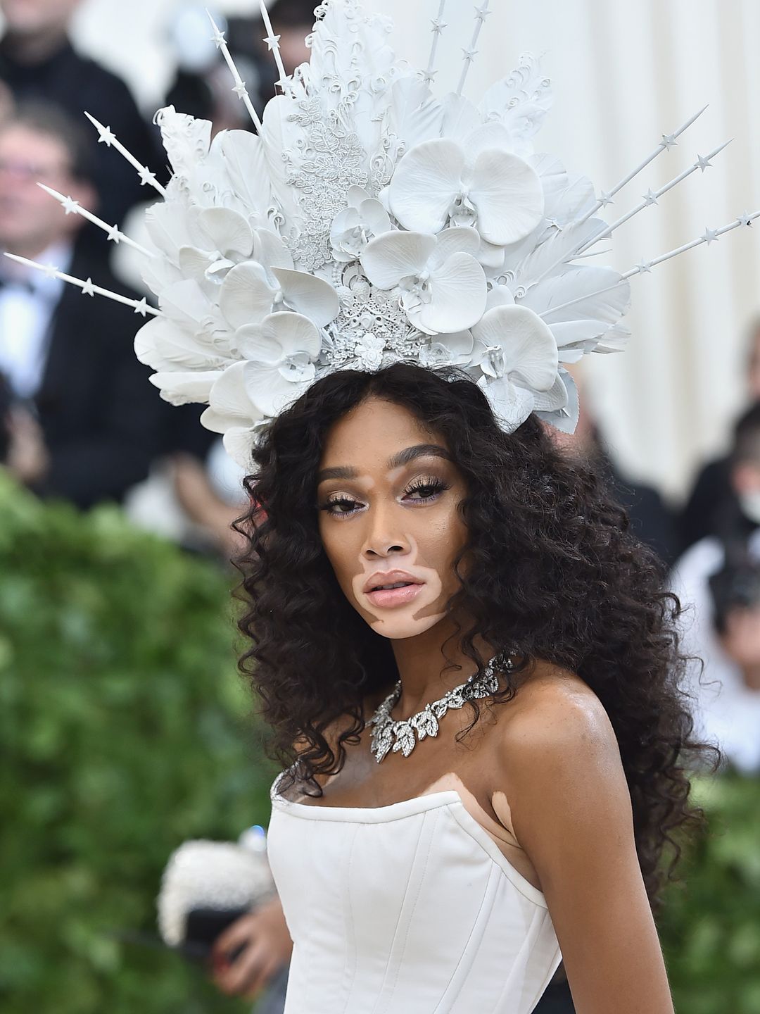 Model Winnie Harlow attends the Heavenly Bodies: Fashion & The Catholic Imagination Costume Institute Gala at The Metropolitan Museum of Art on May 7, 2018 in New York City. 