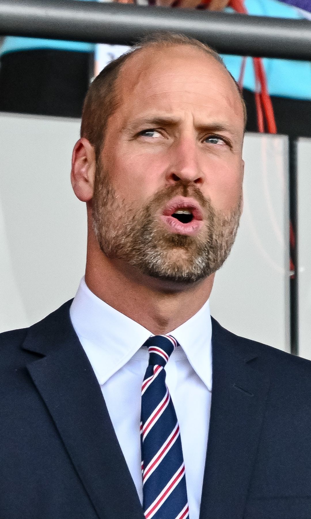 Prince William reacting to a missed goal