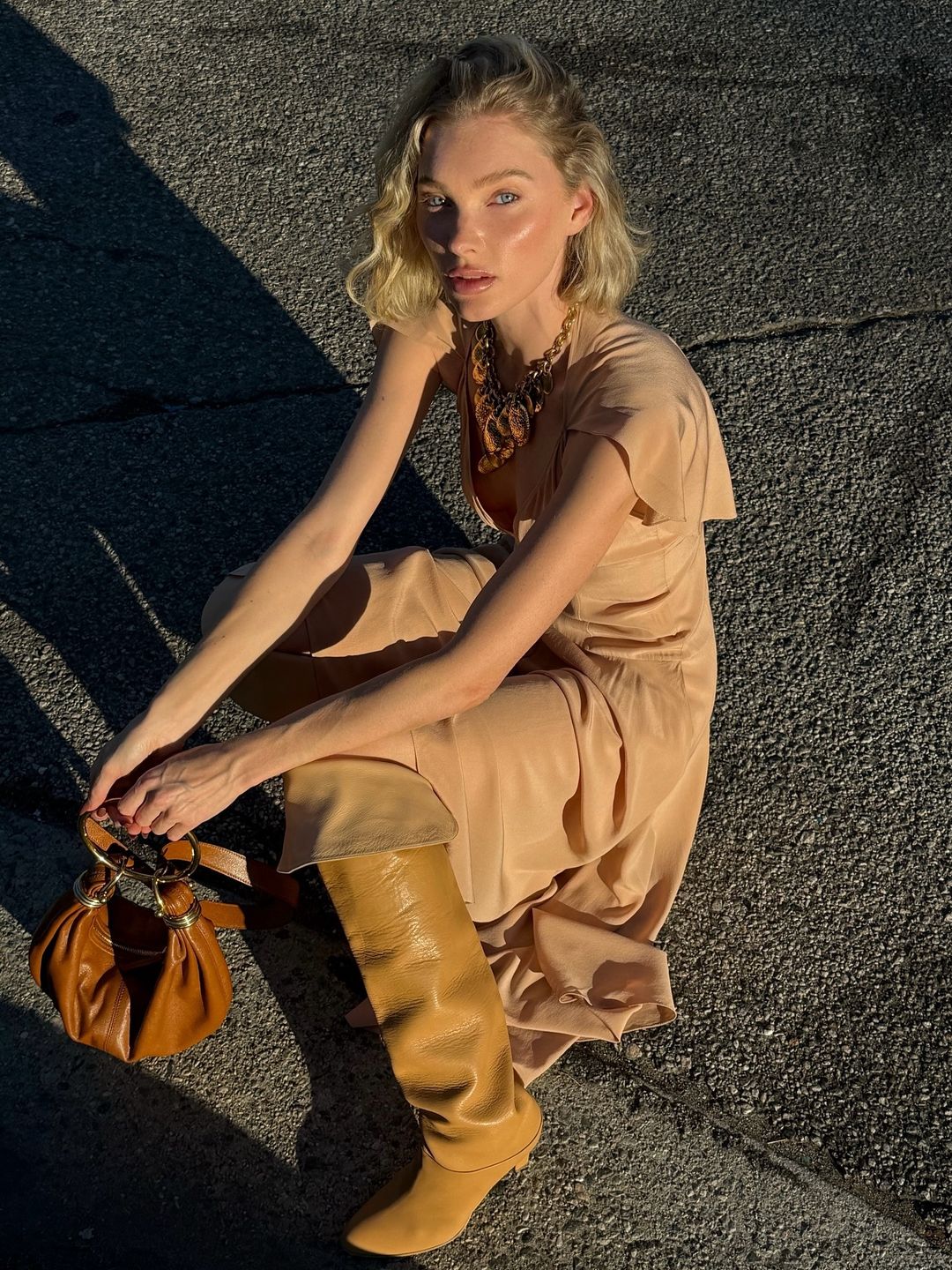 Elsa Hosk wears a full Chloé outfit on her Instagram