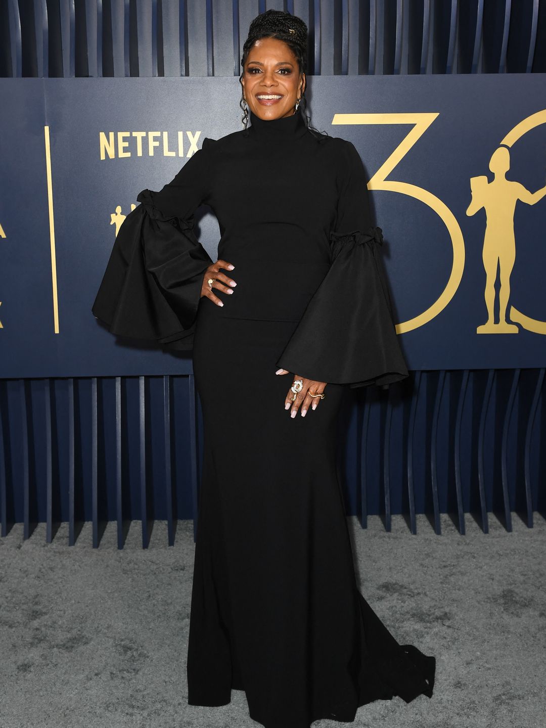 Audra McDonald arrives for the 30th Annual Screen Actors Guild awards at the Shrine Auditorium in Los Angeles, February 24, 2024. (Photo by VALERIE MACON / AFP) (Photo by VALERIE MACON/AFP via Getty Images)