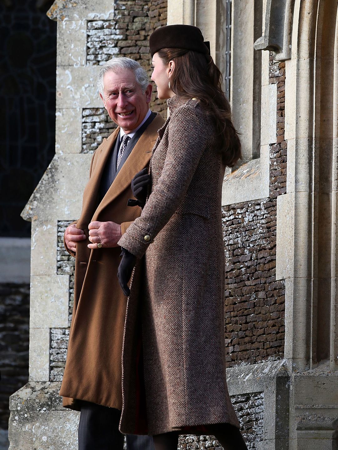Kate Middleton and King Charles speak after Christmas Day church service