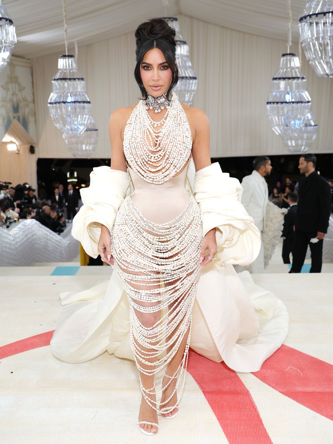 Kim wore a custom look by Daniel Roseberry for Schiaparelli 