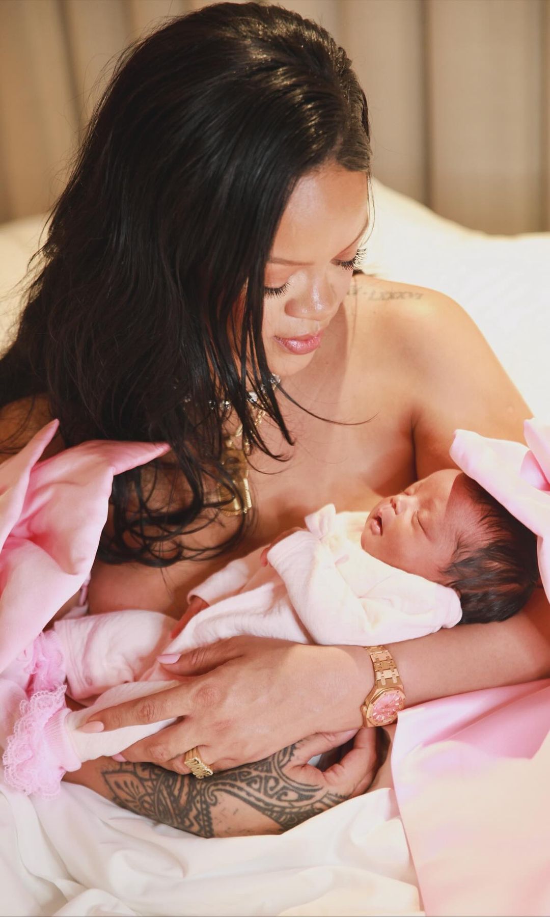 Rihanna announces the birth of her daughter on her Instagram with the caption "Rocki Irish Mayers Sept 13 2025"