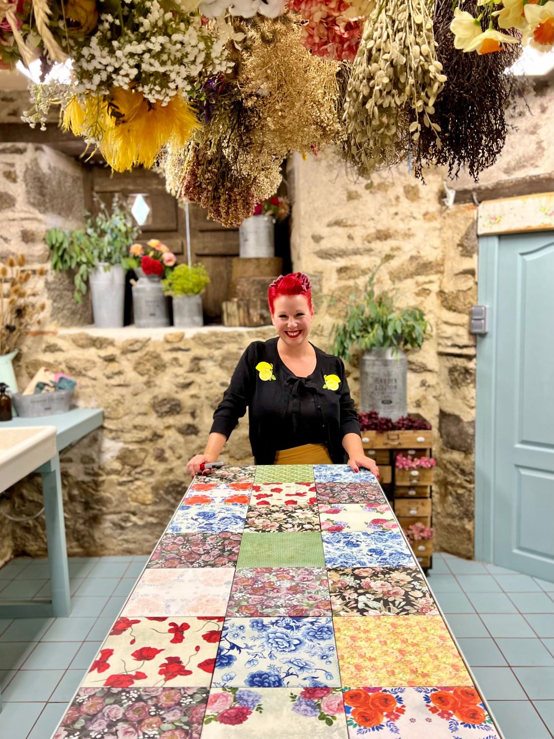 Angel working in the atelier de marriage at the chateau