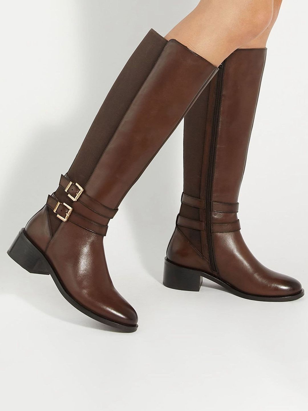 Dune London Tatter Double Buckle Knee-High Boots 