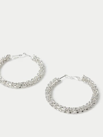 Silver Tone Cup Chain Hoop Earrings