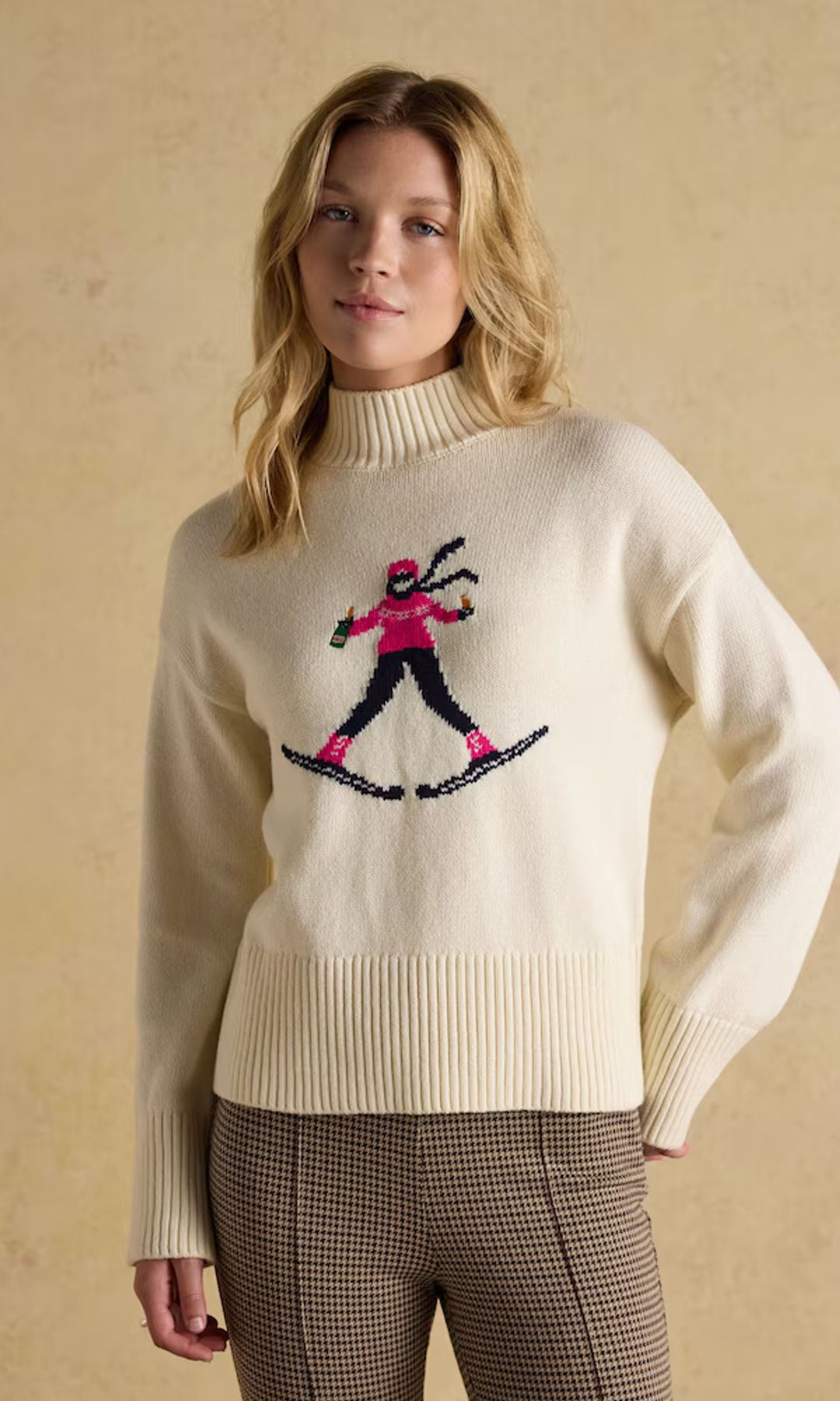 Abigail Cream Ski Intarsia High Neck Jumper